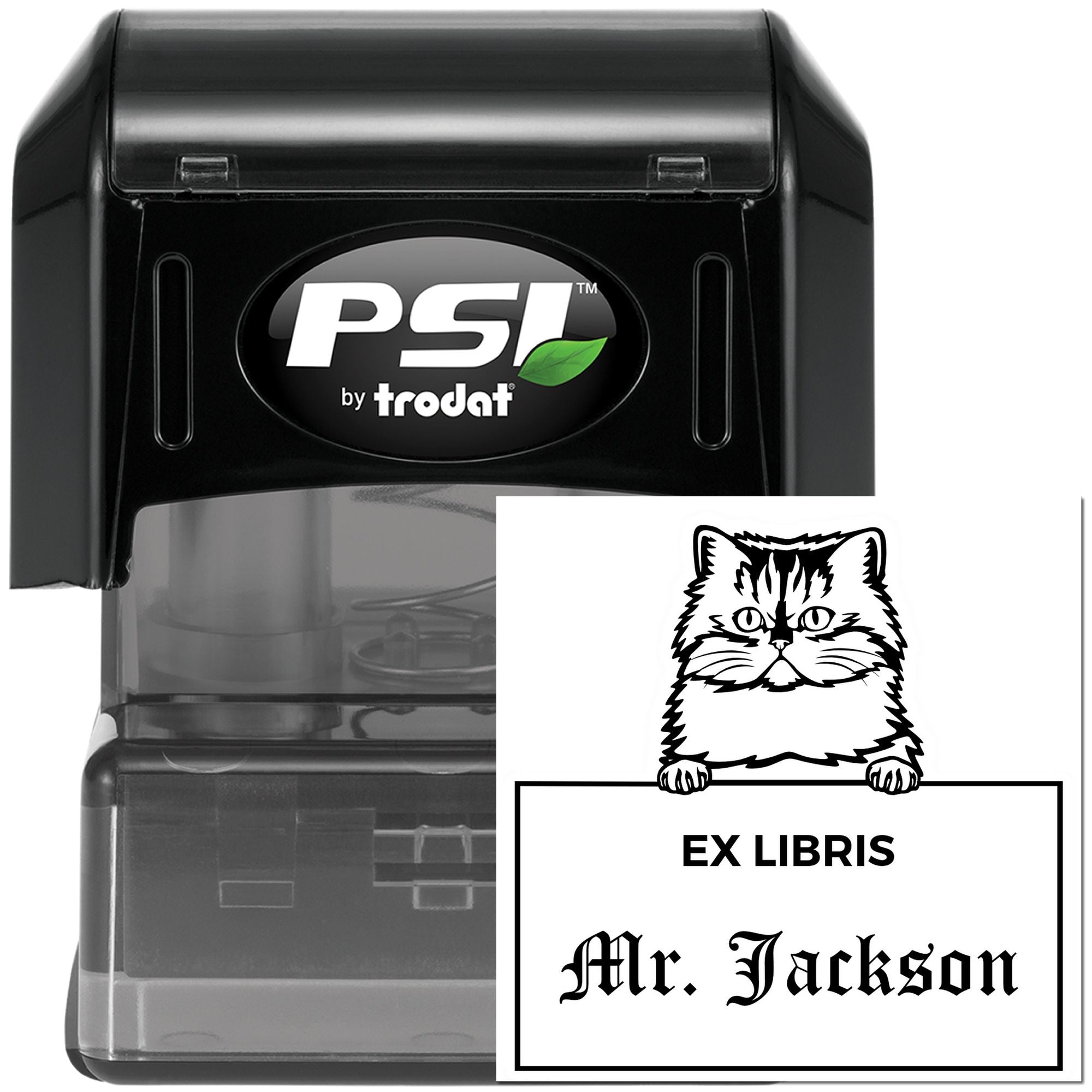 Persian Cat Personalized Ex Libris Library Book Stamp - Engineer Seal Stamps