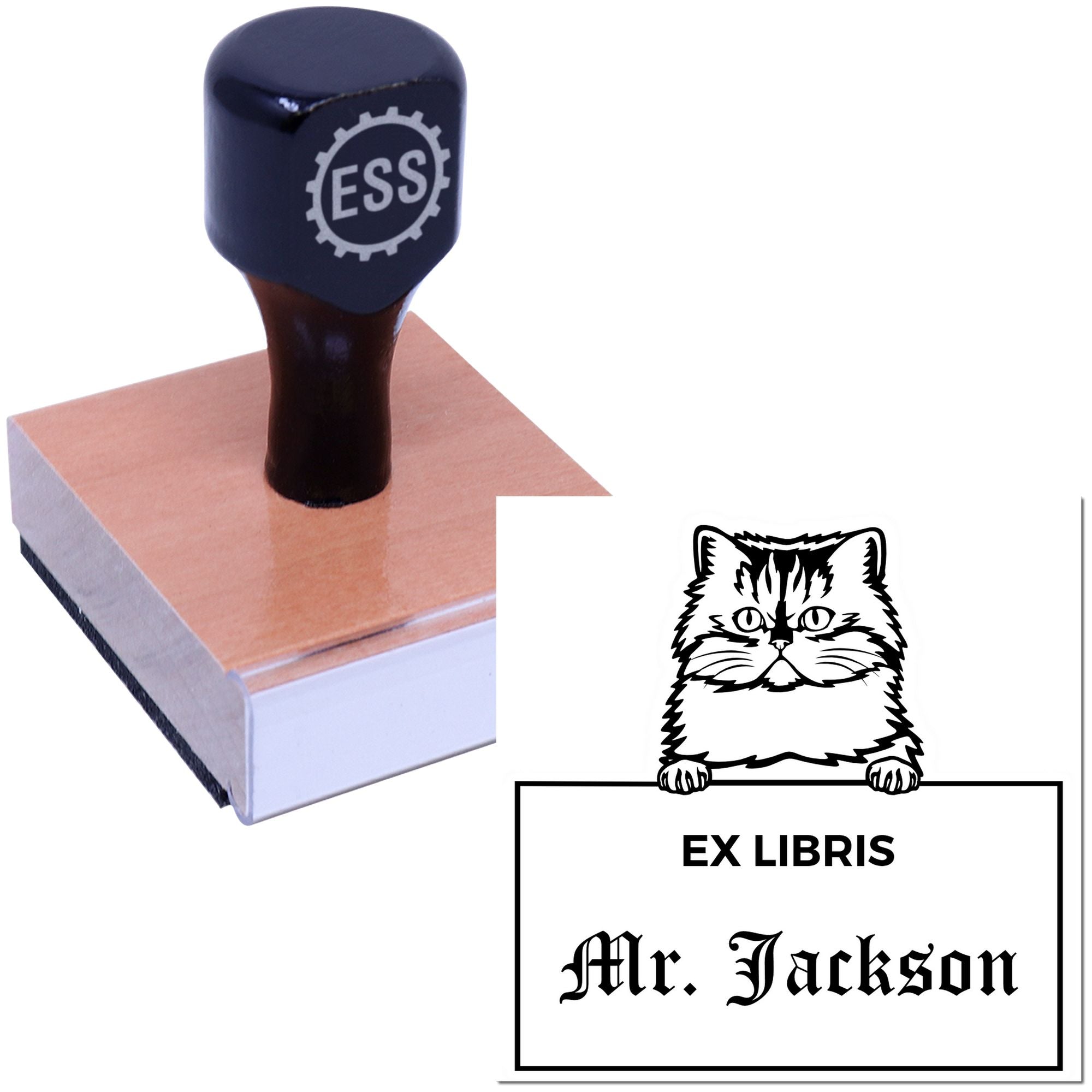 Persian Custom Cat Ex Libris Book Stamp - Engineer Seal Stamps