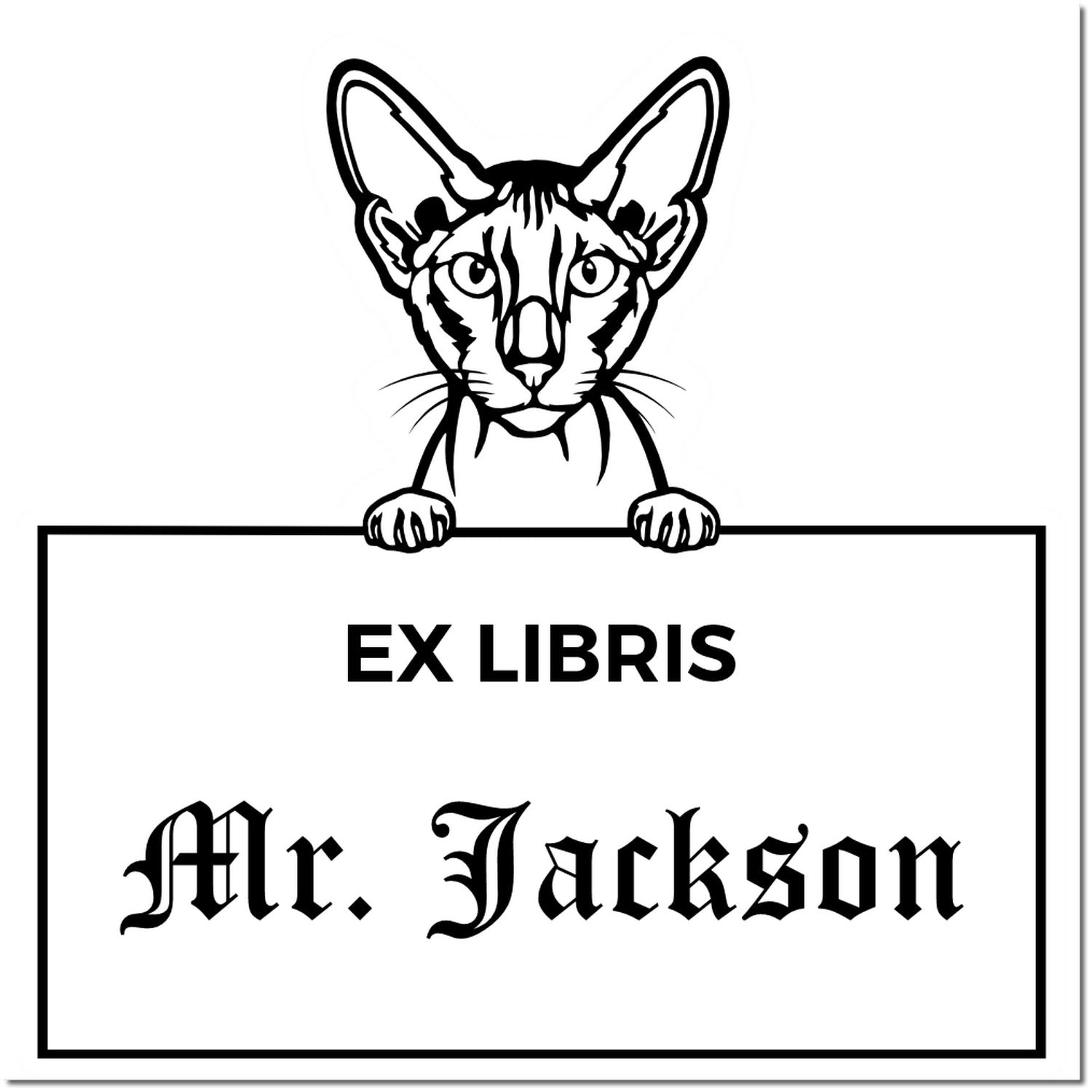 Self-Inking Peterbald Customizable Pet Themed Ex Libris Label Stamp - Engineer Seal Stamps