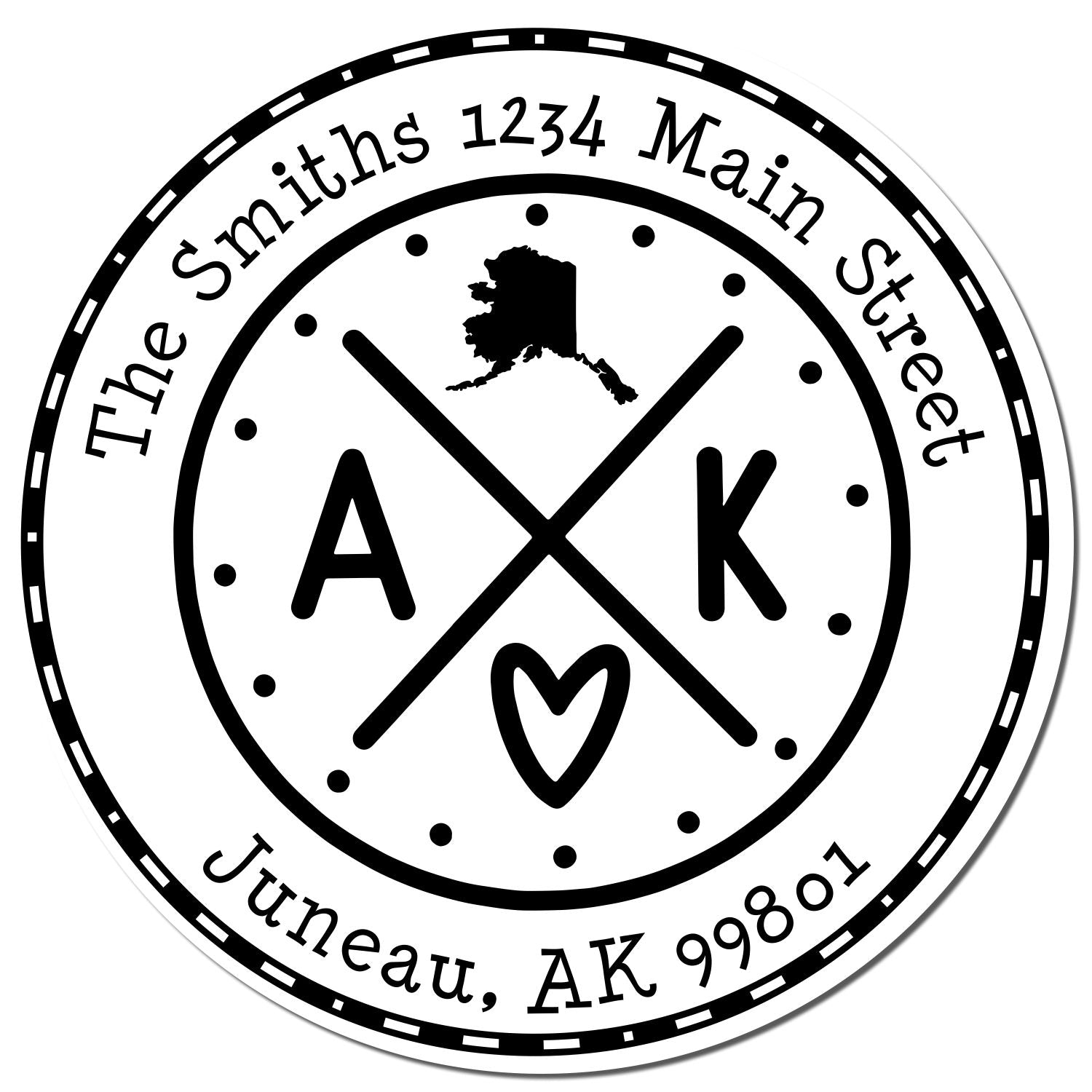 Wooden Handle Round Alaska State Cross Customized Mail Address Stamp - Engineer Seal Stamps