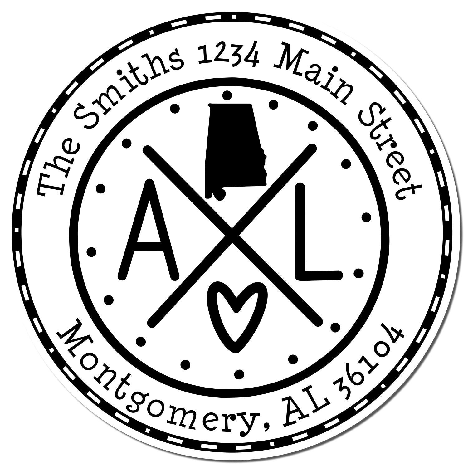 Wooden Handle Round Alabama State Cross Customized Mail Address Rubber Stamp - Engineer Seal Stamps