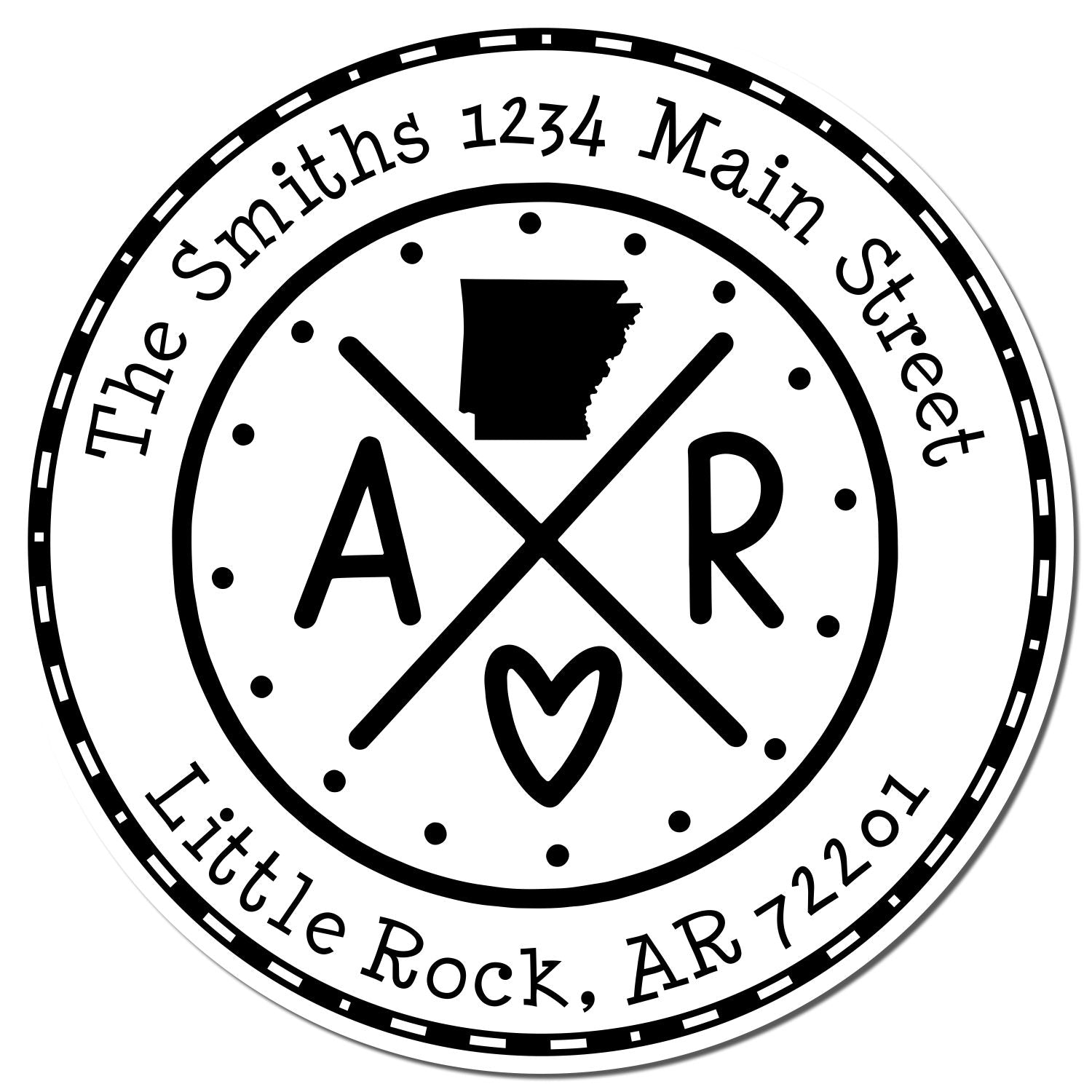Wooden Handle Round Arkansas State Cross Customized Mail Rubber Stamp - Engineer Seal Stamps