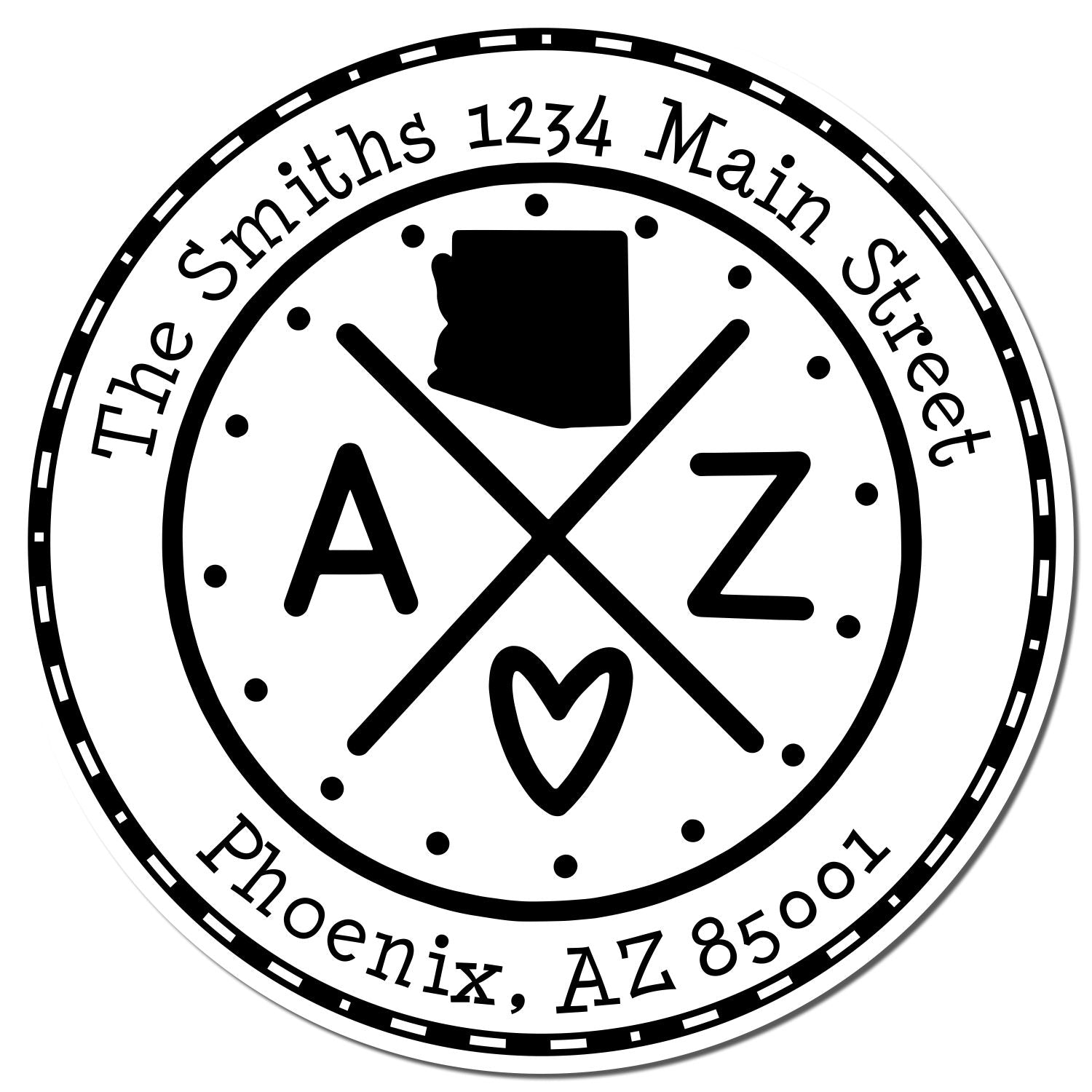Self-Inking Round Arizona State Cross Customizable Mailing Stamp - Engineer Seal Stamps