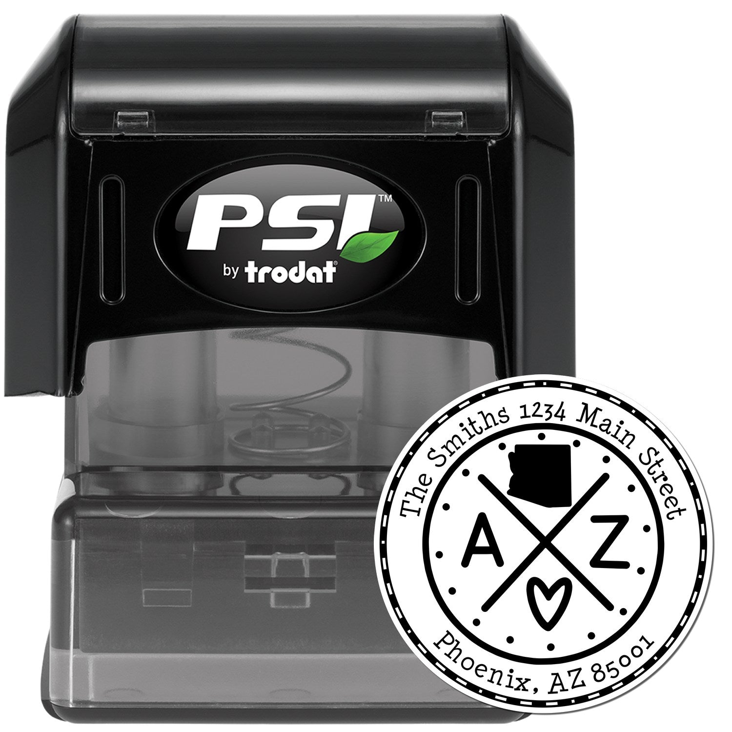 Round PSI Arizona State Cross Custom New Home Address Pre-Inked Stamp - Engineer Seal Stamps