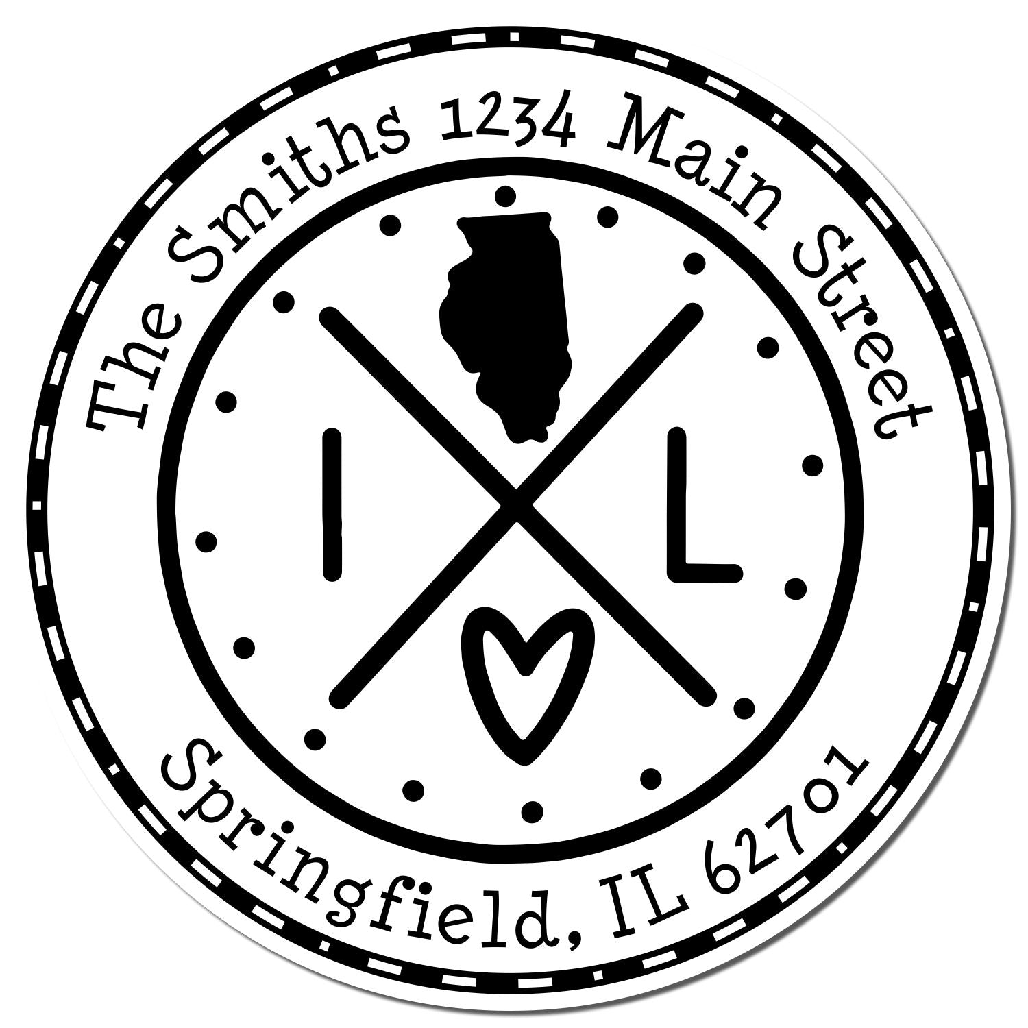 Self-Inking Round Illinois State Cross Customizable New Home Address Stamper - Engineer Seal Stamps