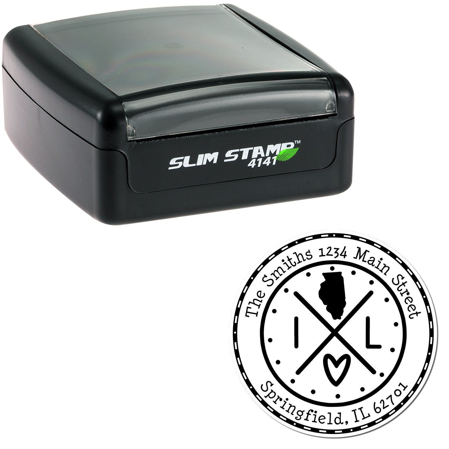 Slim Illinois State Cross Custom Home Address Pre-Inked Stamp - Engineer Seal Stamps