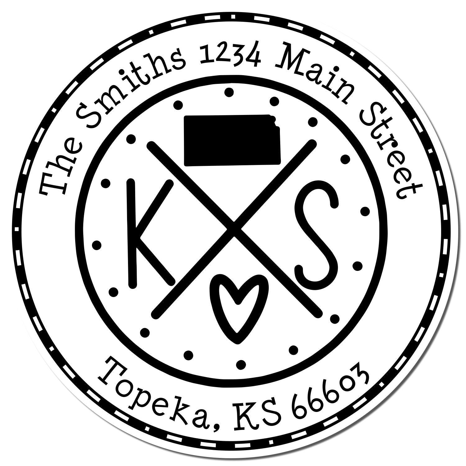 Self-Inking Round Kansas State Cross Customizable Return Address Stamper - Engineer Seal Stamps