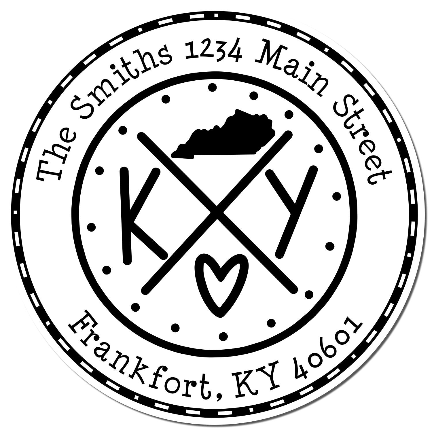 Self-Inking Round Kentucky State Cross Customized Address Label Rubber Stamp - Engineer Seal Stamps
