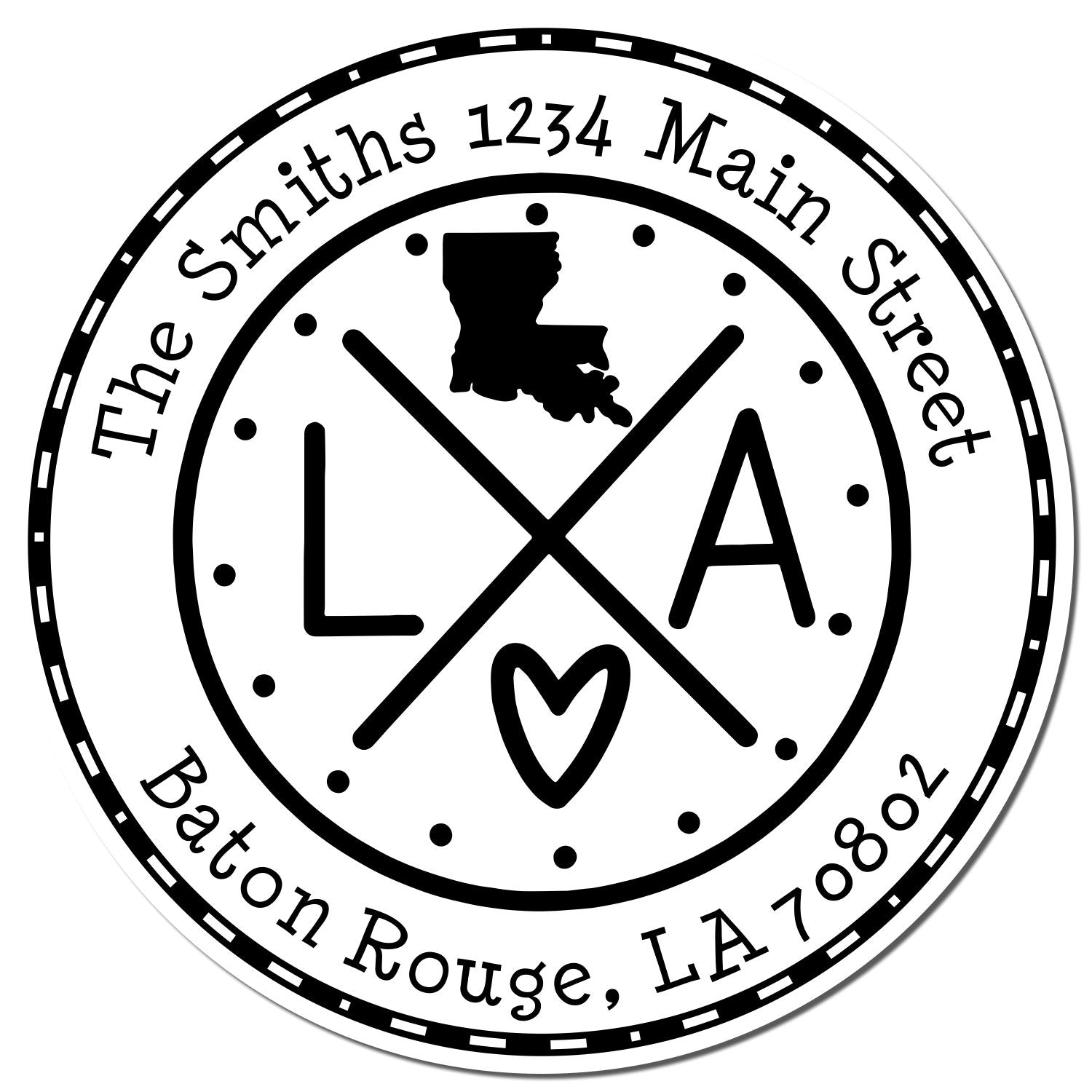 Slim Louisiana State Cross Custom Mail Address Pre-Inked Stamp - Engineer Seal Stamps