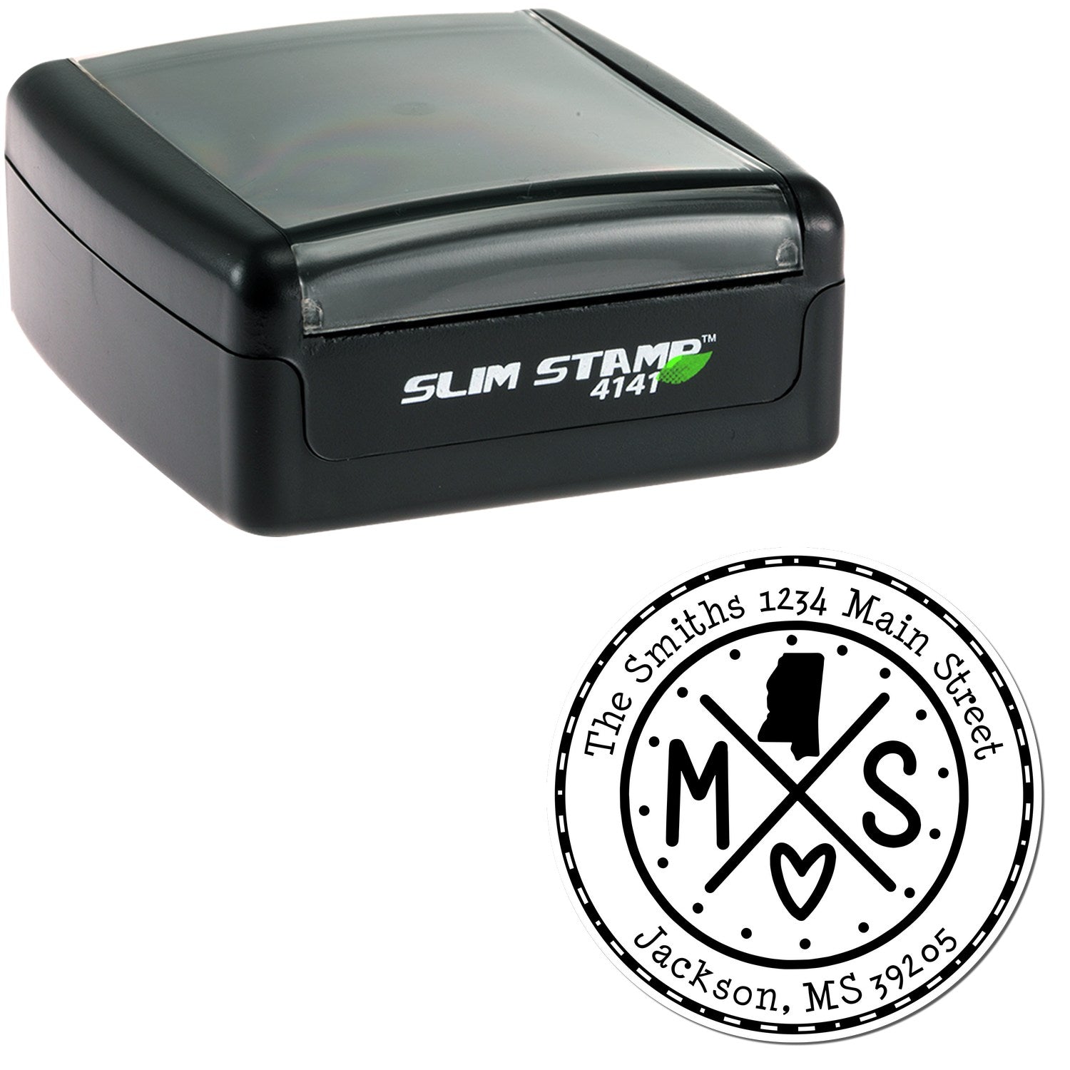 Slim Mississippi State Cross Custom Mailing Address Pre-Inked Stamp - Engineer Seal Stamps
