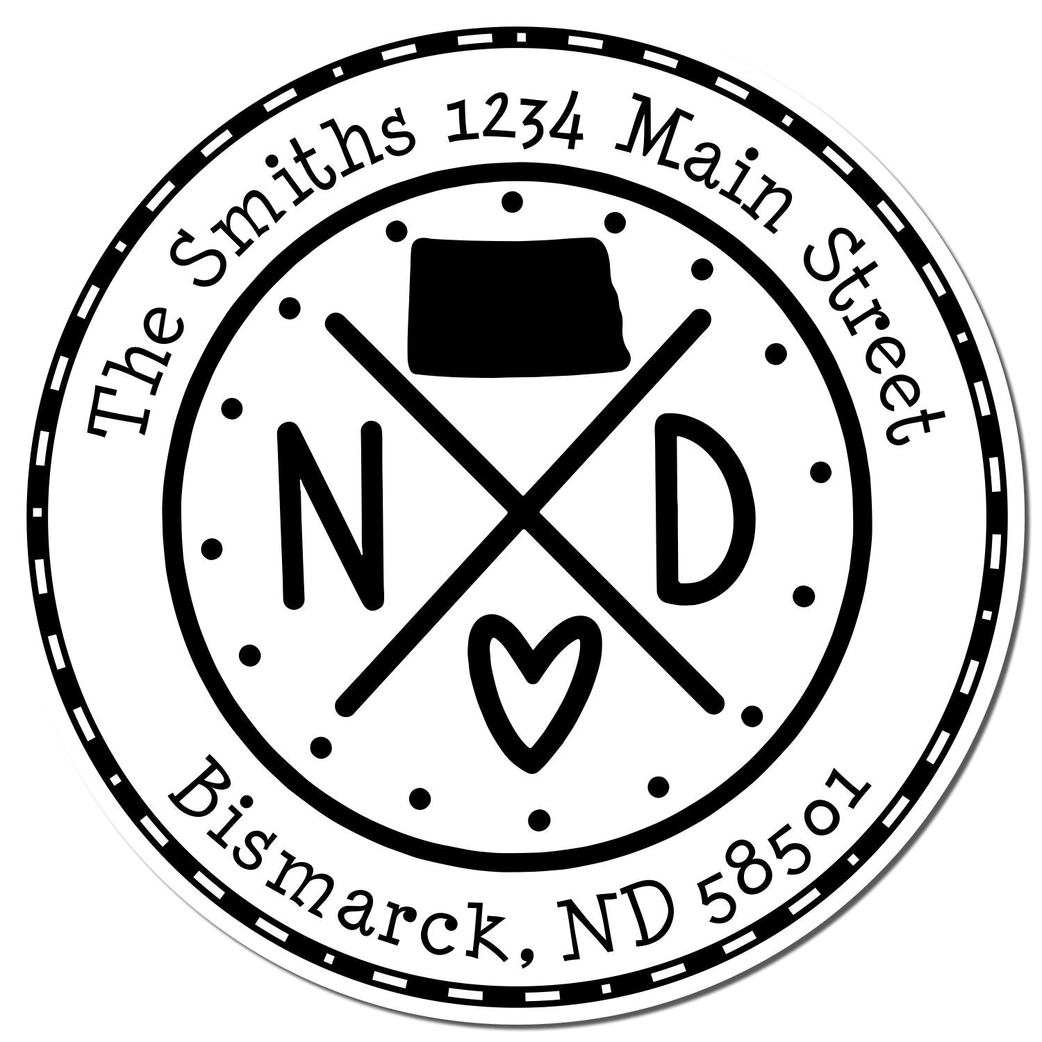 Slim North Dakota State Cross Custom New Home Address Pre-Inked Stamp - Engineer Seal Stamps