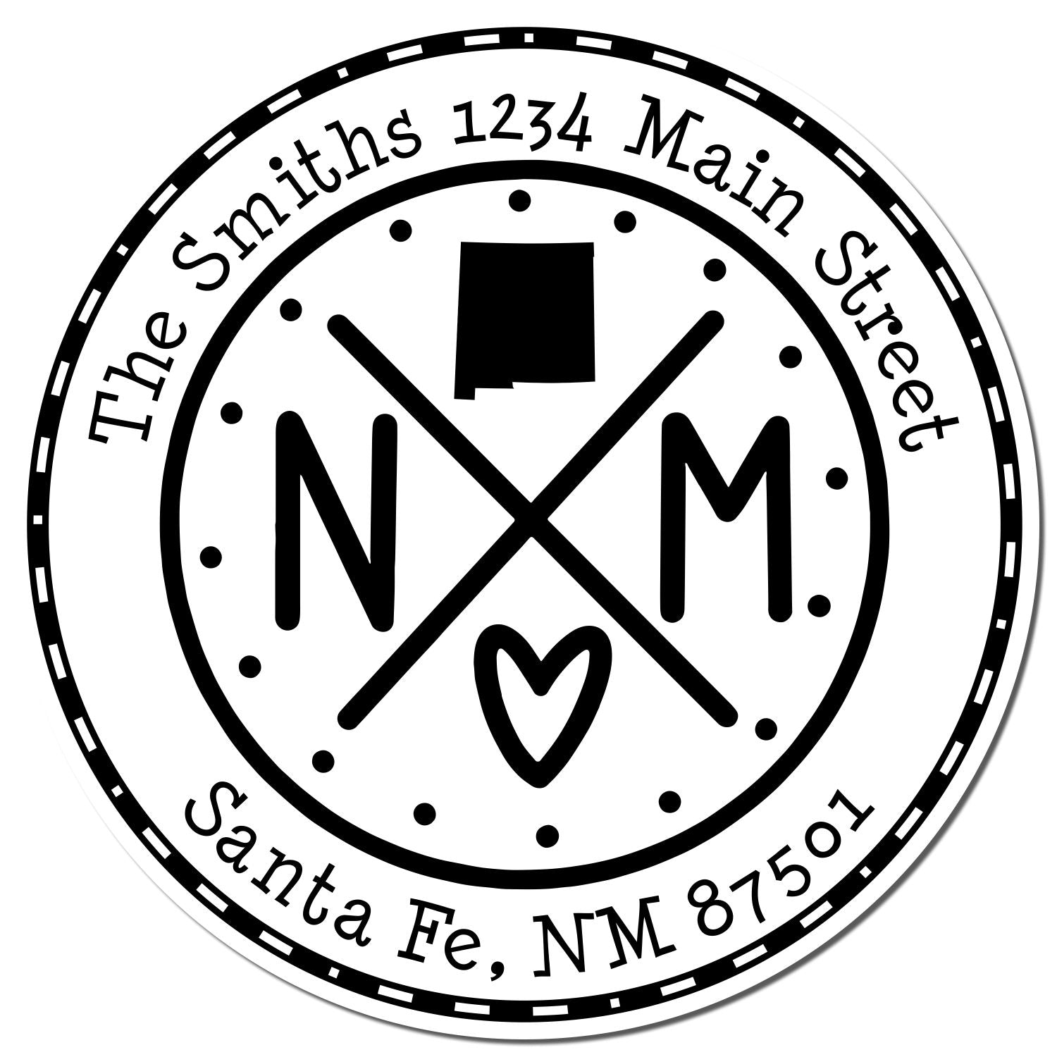 Wooden Handle Round New Mexico State Cross Custom-Made Address Rubber Stamp - Engineer Seal Stamps