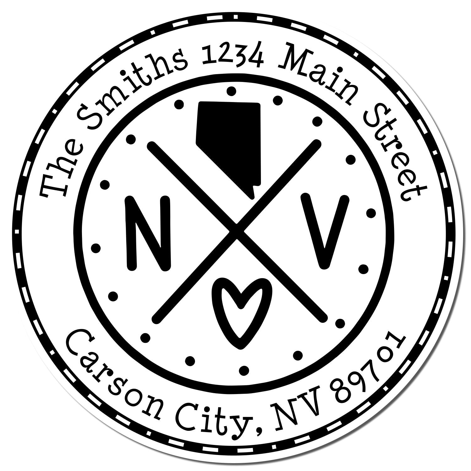 Slim Nevada State Cross Custom Name and Address Pre-Inked Stamp - Engineer Seal Stamps