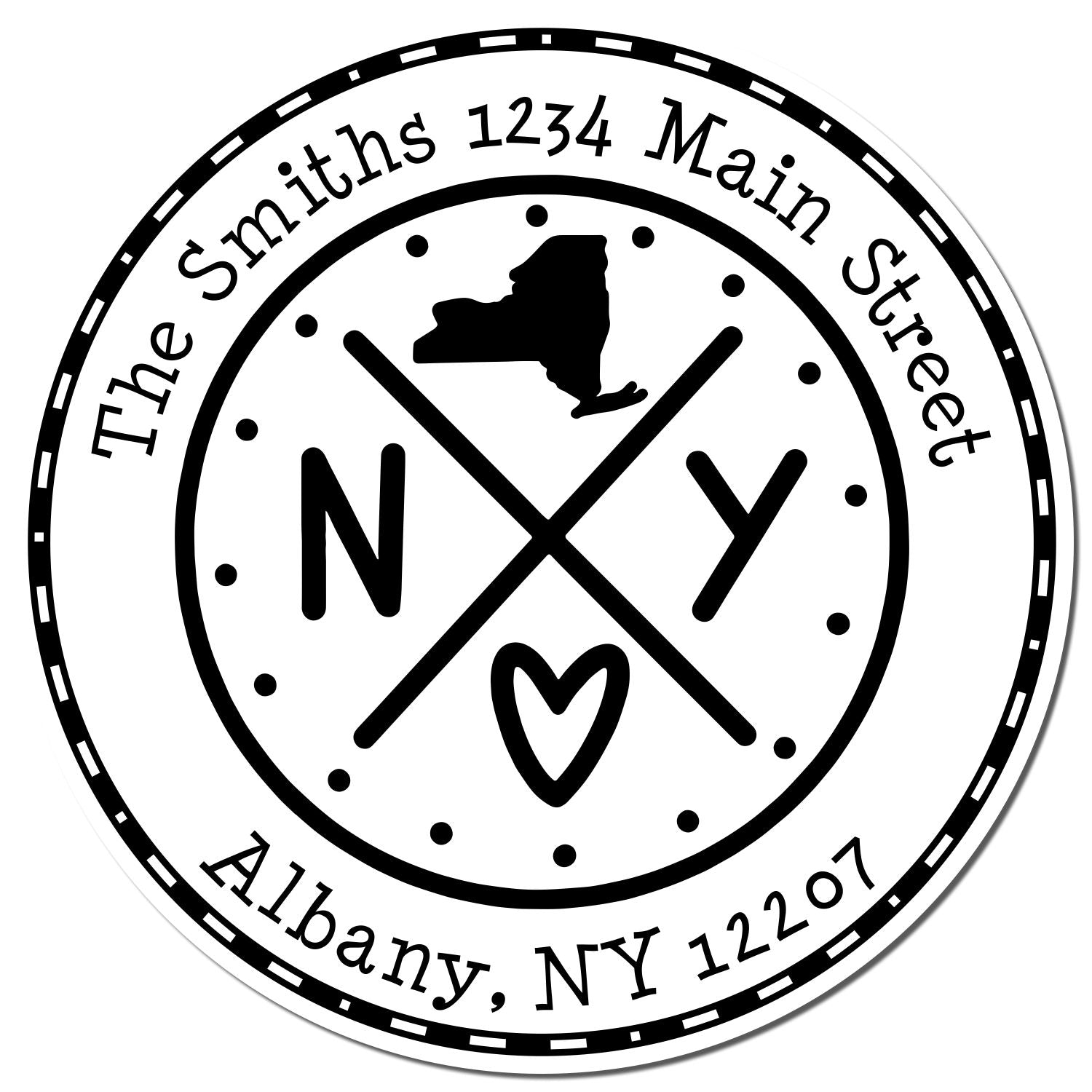 Self-Inking Round New York State Cross Customized Mail Address Rubber Stamp - Engineer Seal Stamps
