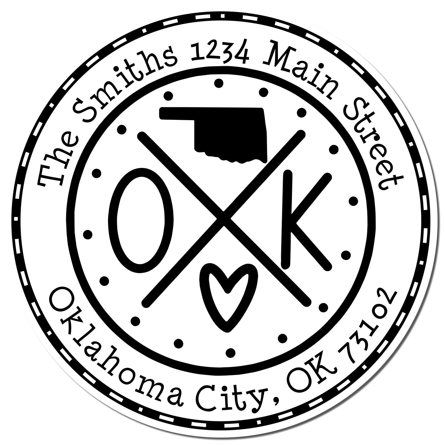 Round PSI Oklahoma State Cross Customizable Name and Address Pre-Inked Stamp - Engineer Seal Stamps