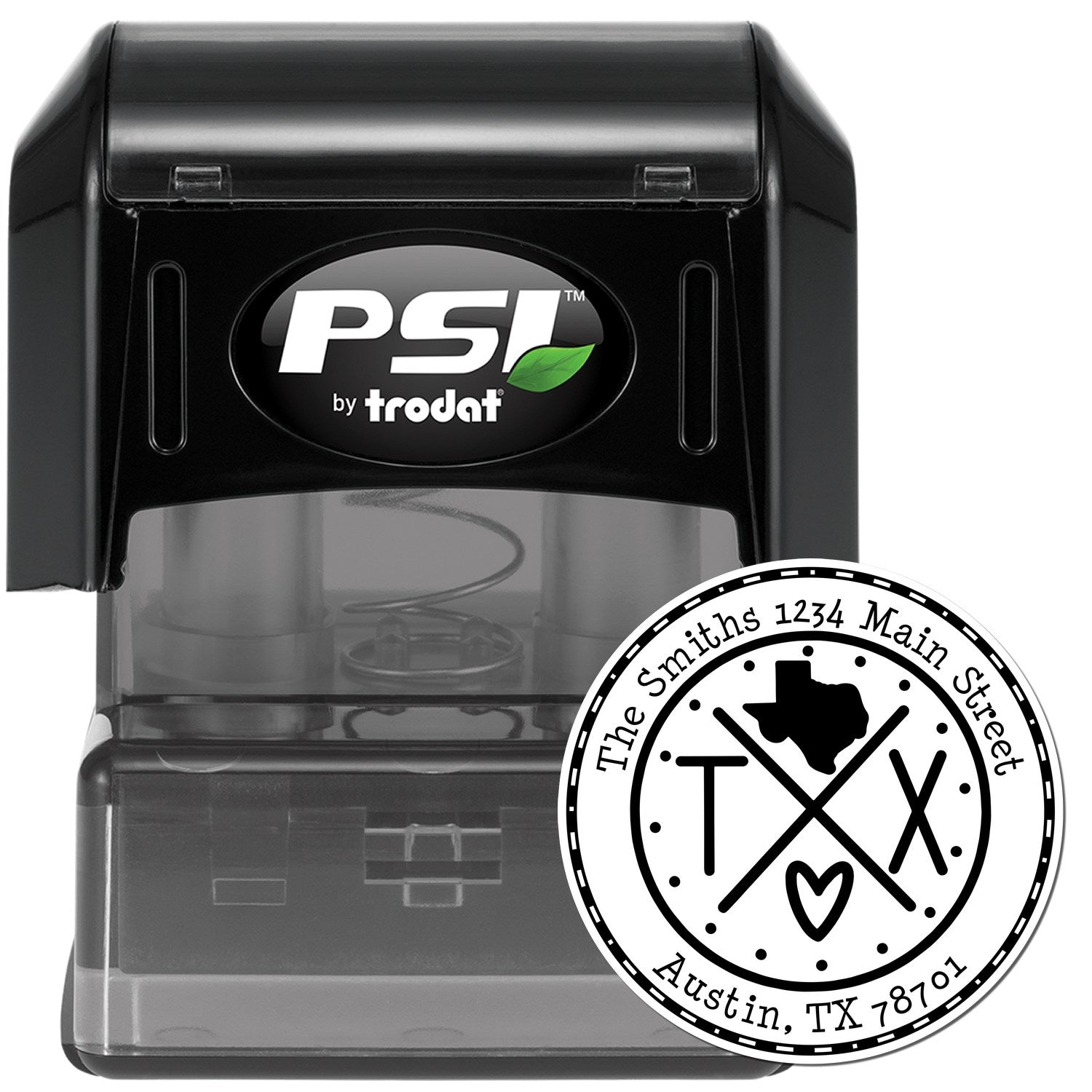 Round PSI Texas State Cross Customizable New Home Address Stamp - Engineer Seal Stamps