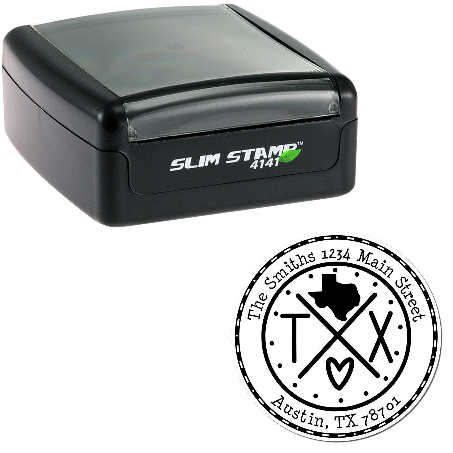 Slim Texas State Cross Customizable Address Return Pre-Inked Stamp - Engineer Seal Stamps