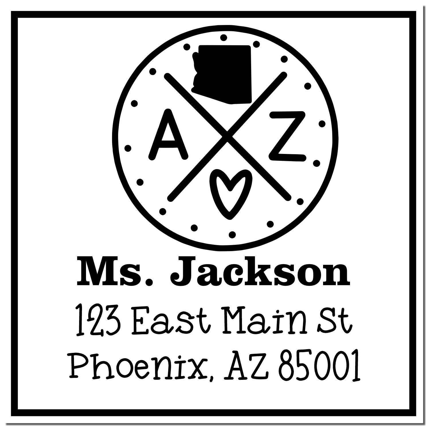 Wood Handle Arizona State Cross Customized Mailing Address Rubber Stamp - Engineer Seal Stamps
