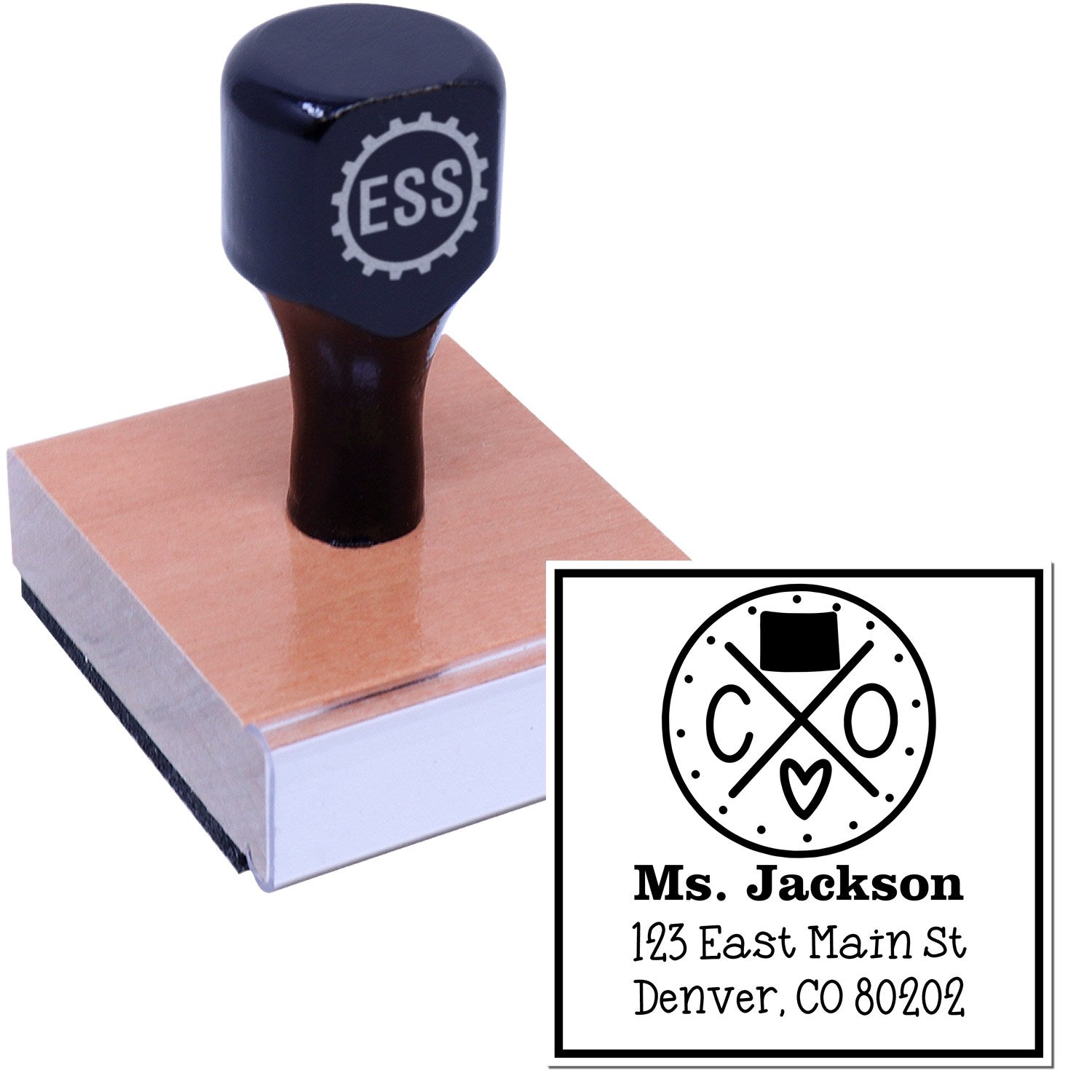 Wood Handle Colorado State Cross Customized Mail Address Rubber Stamp - Engineer Seal Stamps