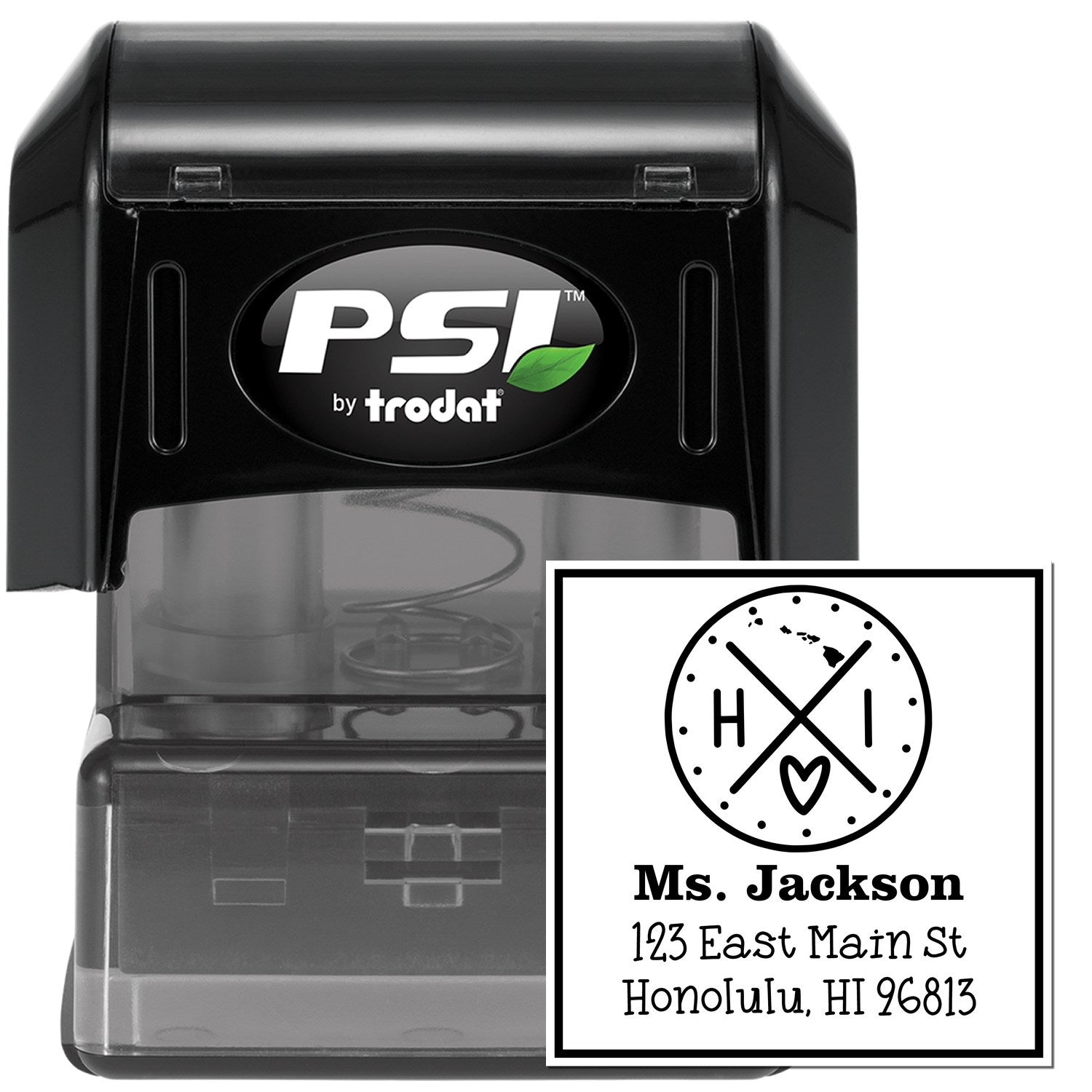 PSI Pre-Inked Hawaii State Cross Customizable Mailing Rubber Stamp - Engineer Seal Stamps