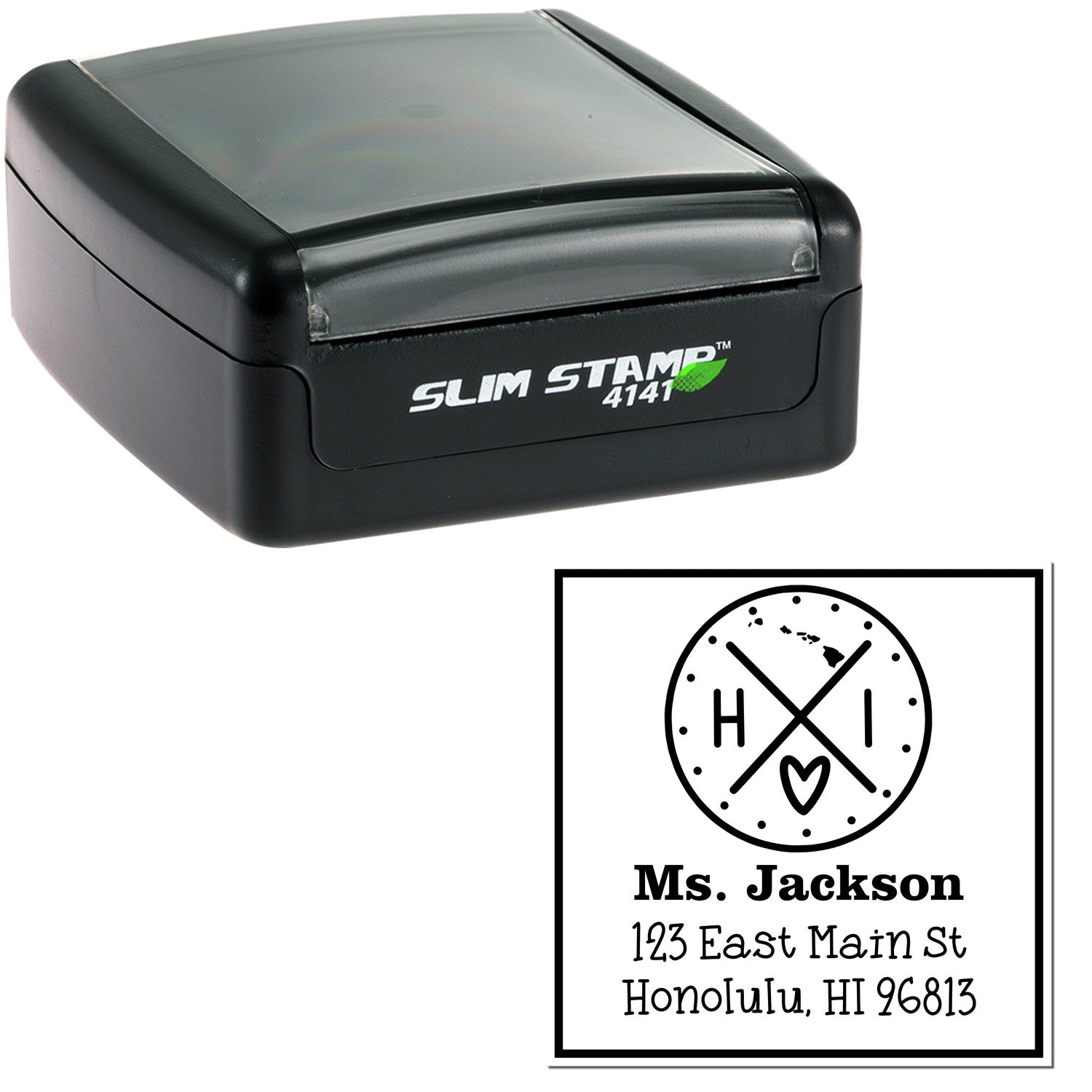 Slim Hawaii State Cross Customizable New Home Address Stamper - Engineer Seal Stamps