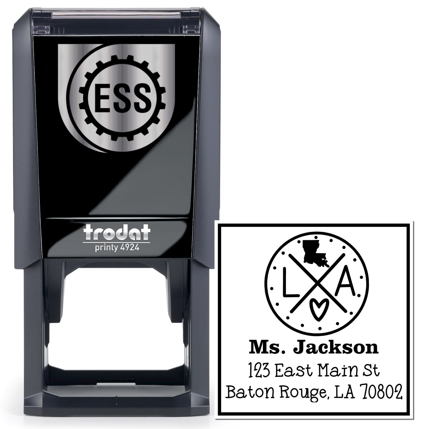 Self-Inking Louisiana State Cross Customizable Mailing Stamper - Engineer Seal Stamps