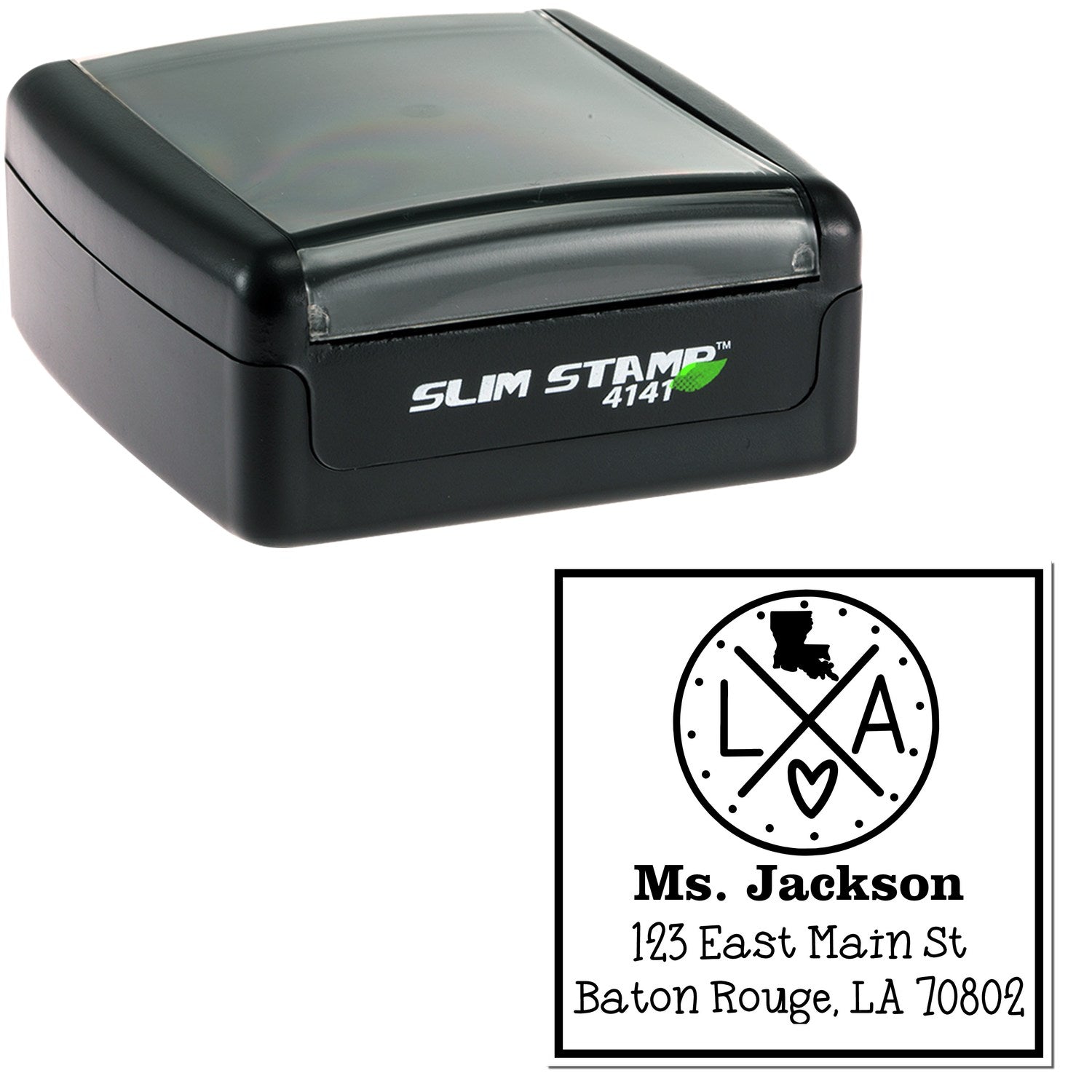 Slim Louisiana State Cross Customizable Mailing Address Pre-Inked Stamp - Engineer Seal Stamps