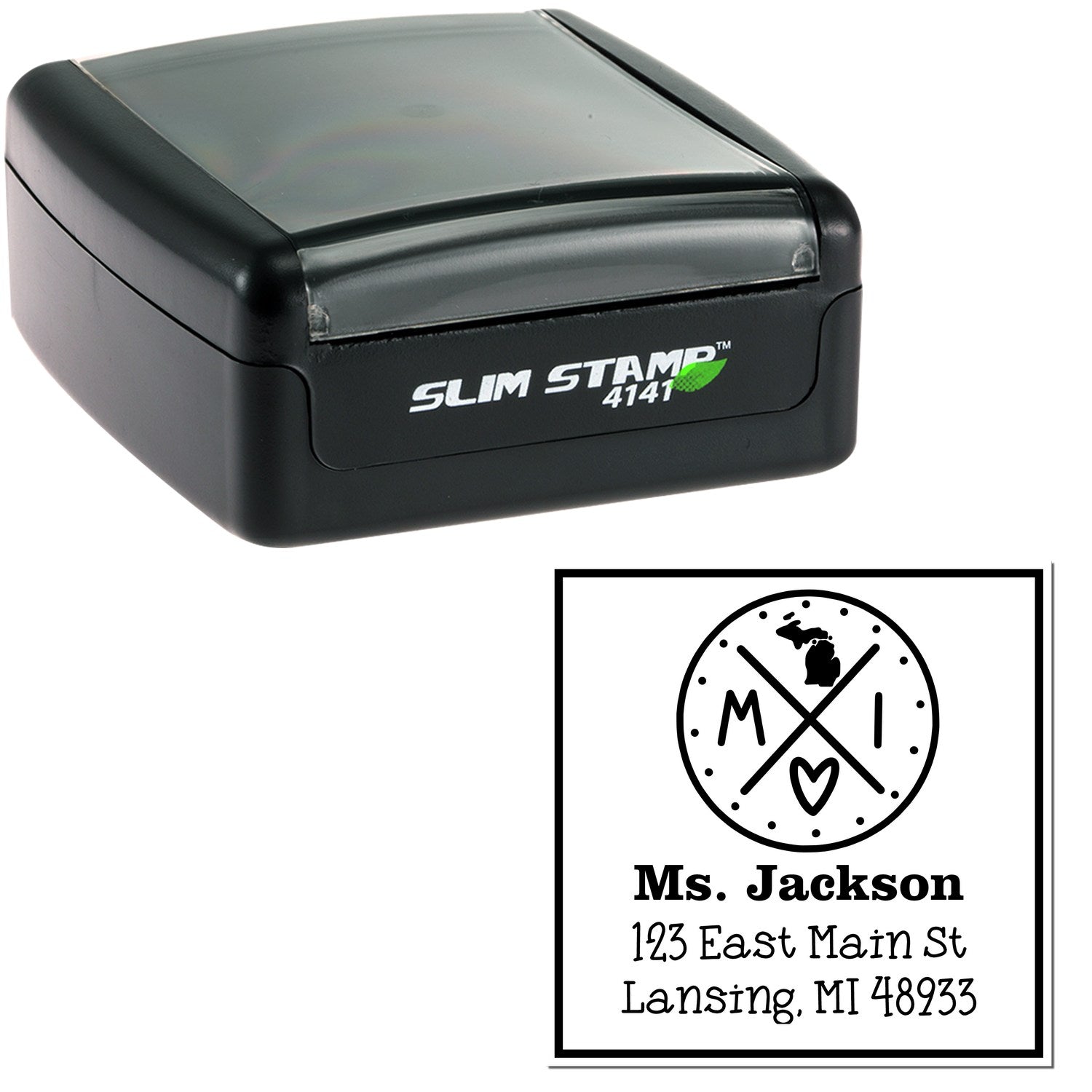 Slim Michigan State Cross Customizable New Address Stamp - Engineer Seal Stamps