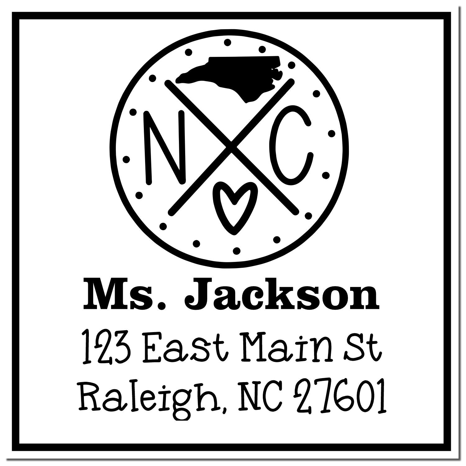 Self-Inking North Carolina State Cross Customizable Mailing Address Stamper - Engineer Seal Stamps