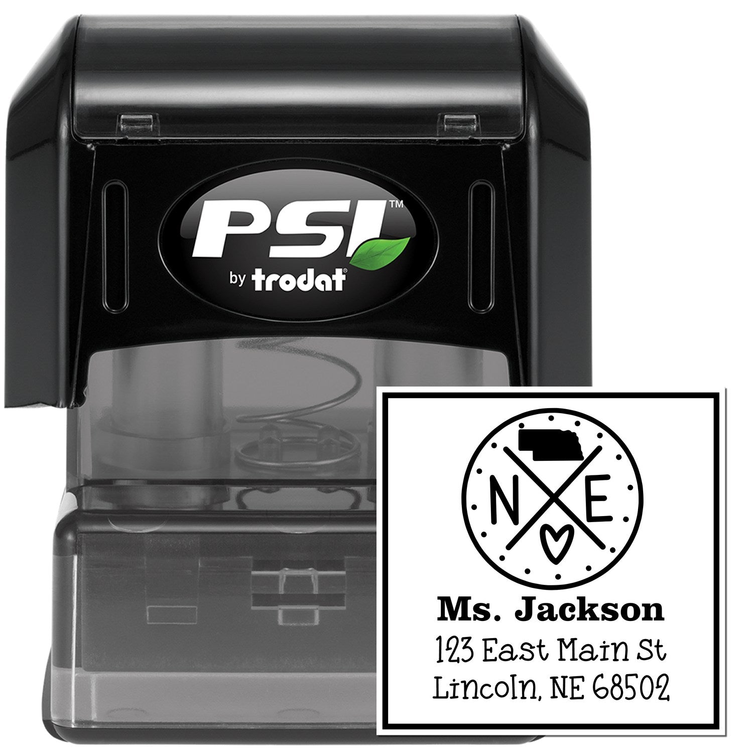 PSI Pre-Inked Nebraska State Cross Customizable Mail Address Stamp - Engineer Seal Stamps