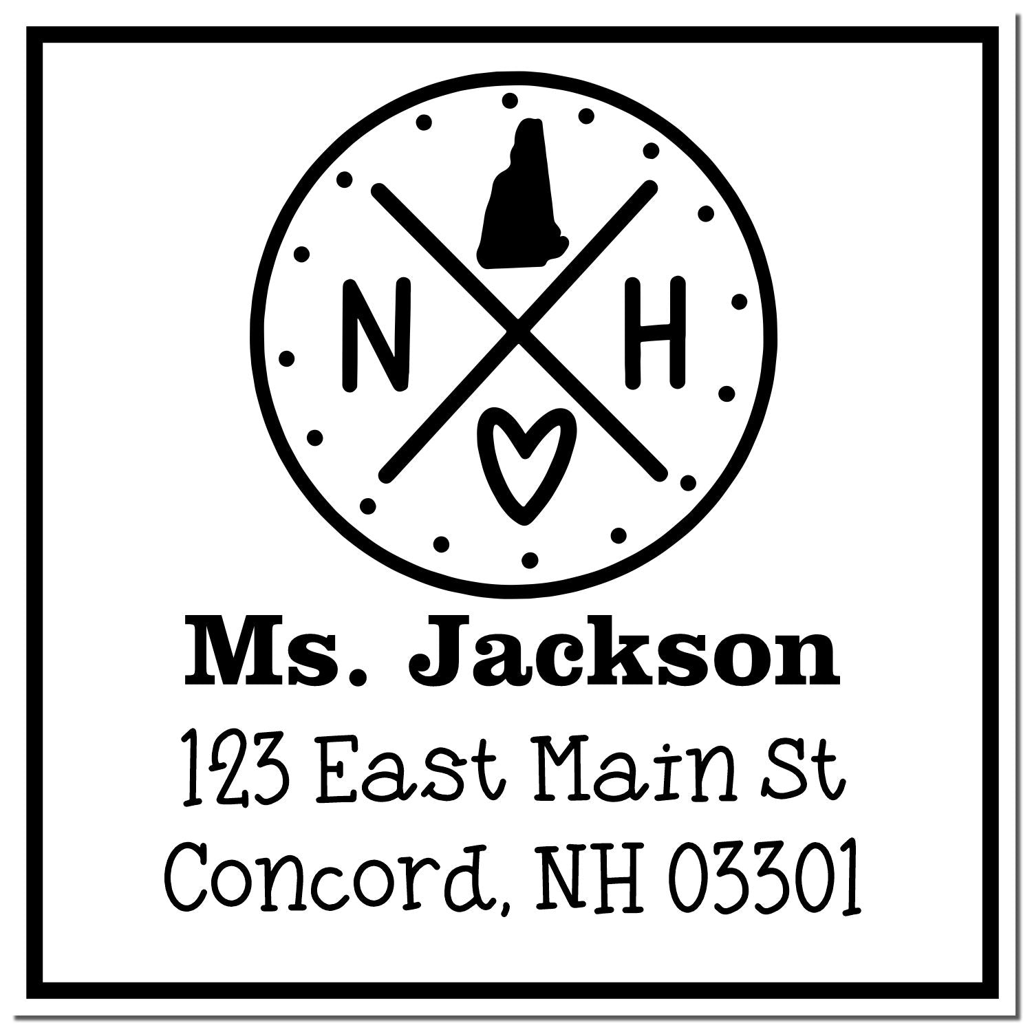 Wood Handle New Hampshire State Cross Customizable Mail Stamper - Engineer Seal Stamps