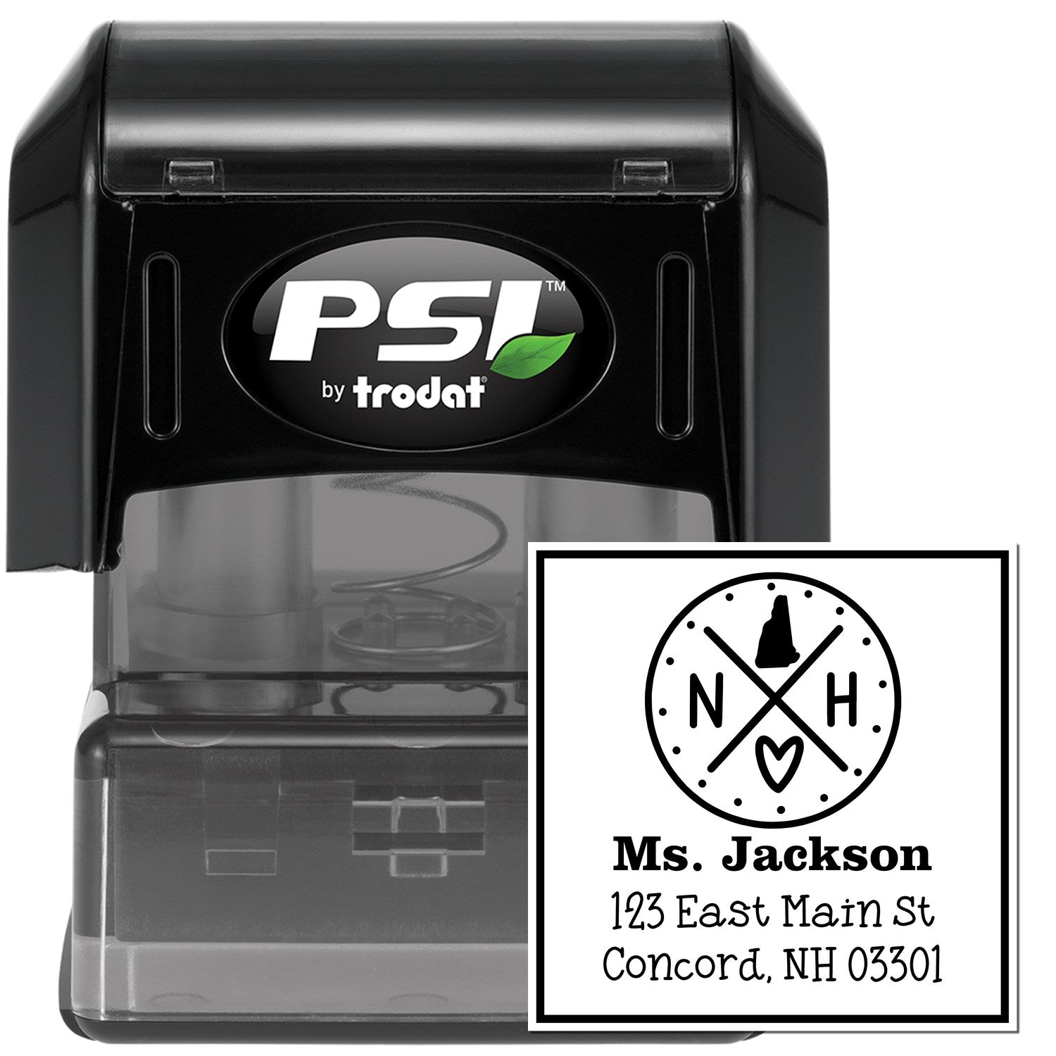 PSI Pre-Inked New Hampshire State Cross Customizable Mail Address Rubber Stamp - Engineer Seal Stamps