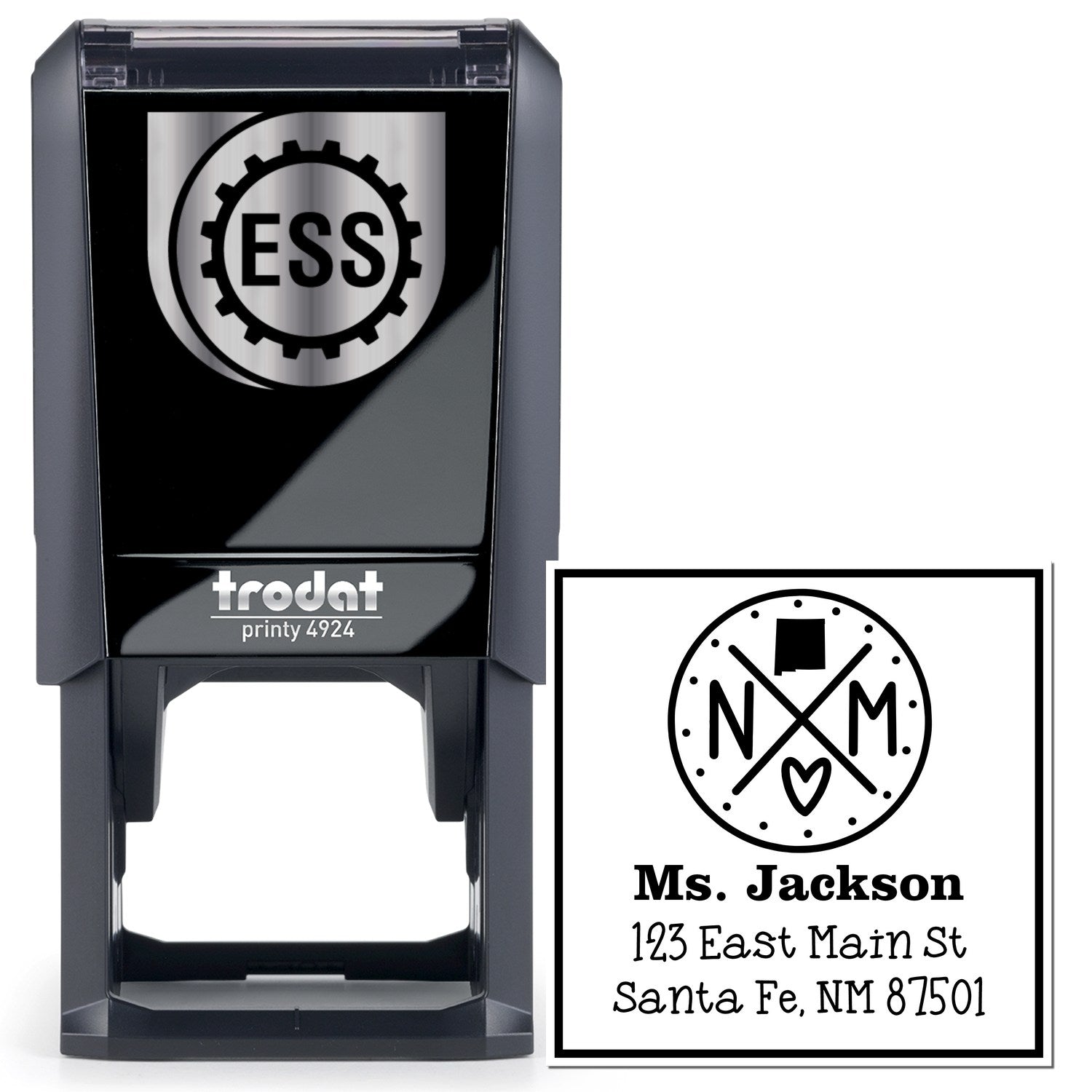 Self-Inking New Mexico State Cross Customizable Address Return Rubber Stamp - Engineer Seal Stamps