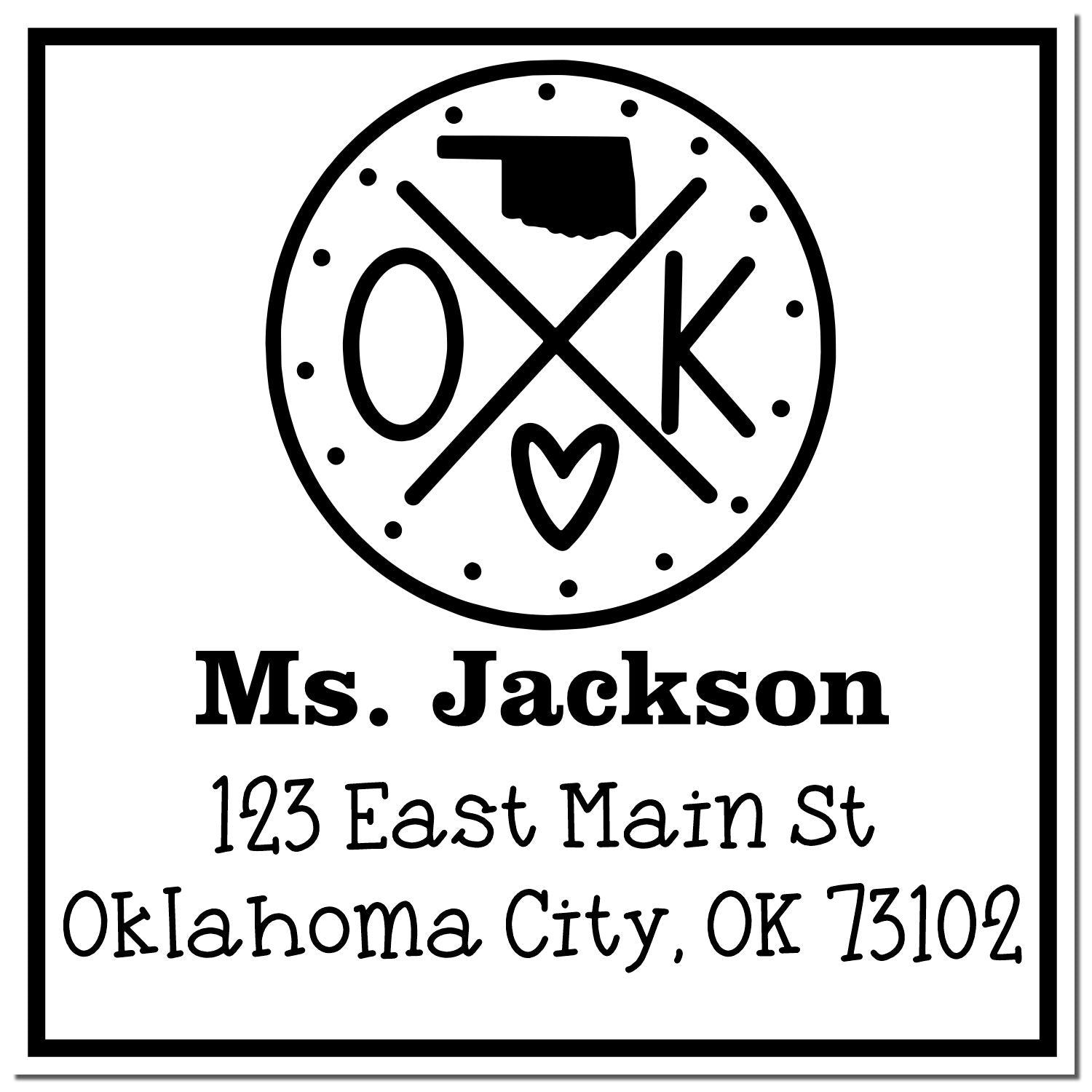 Wood Handle Oklahoma State Cross Customizable New Home Address Rubber Stamp - Engineer Seal Stamps