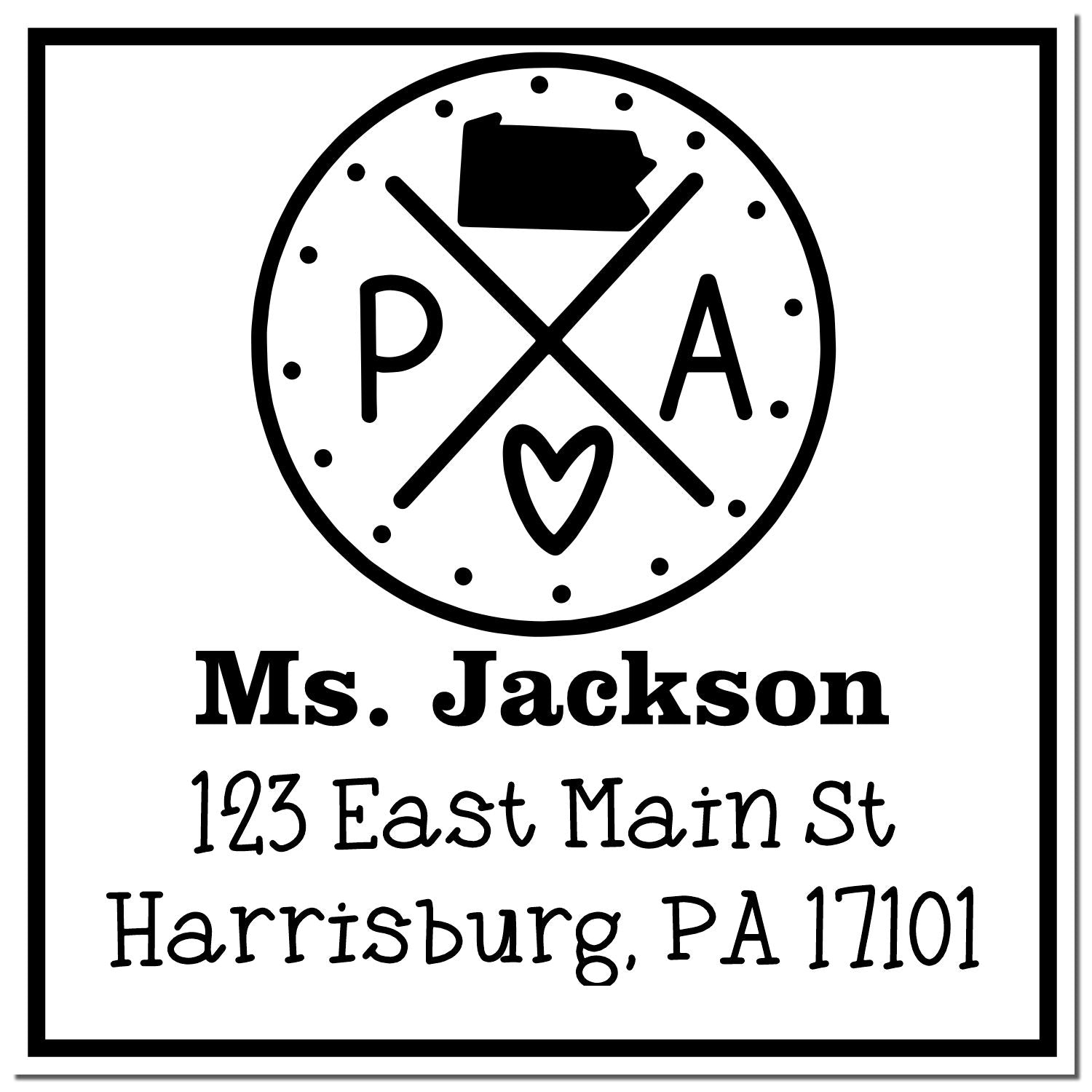 PSI Pre-Inked Pennsylvania State Cross Customizable Address Label Rubber Stamp - Engineer Seal Stamps