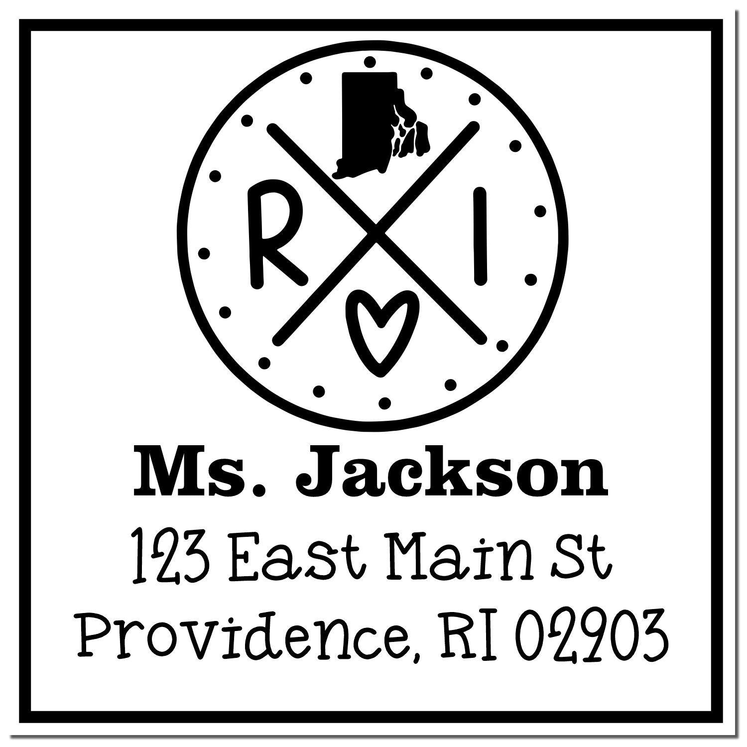 Wood Handle Rhode Island State Cross Customizable Address Return Rubber Stamp - Engineer Seal Stamps