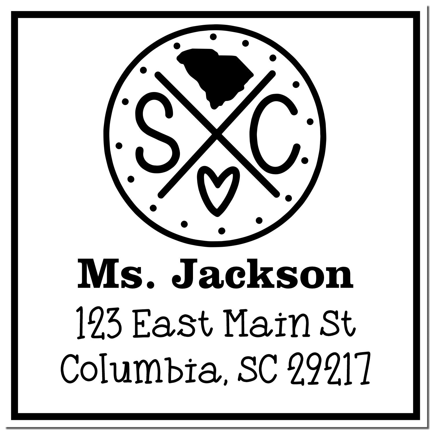Self-Inking South Carolina State Cross Customizable New Address Rubber Stamp - Engineer Seal Stamps