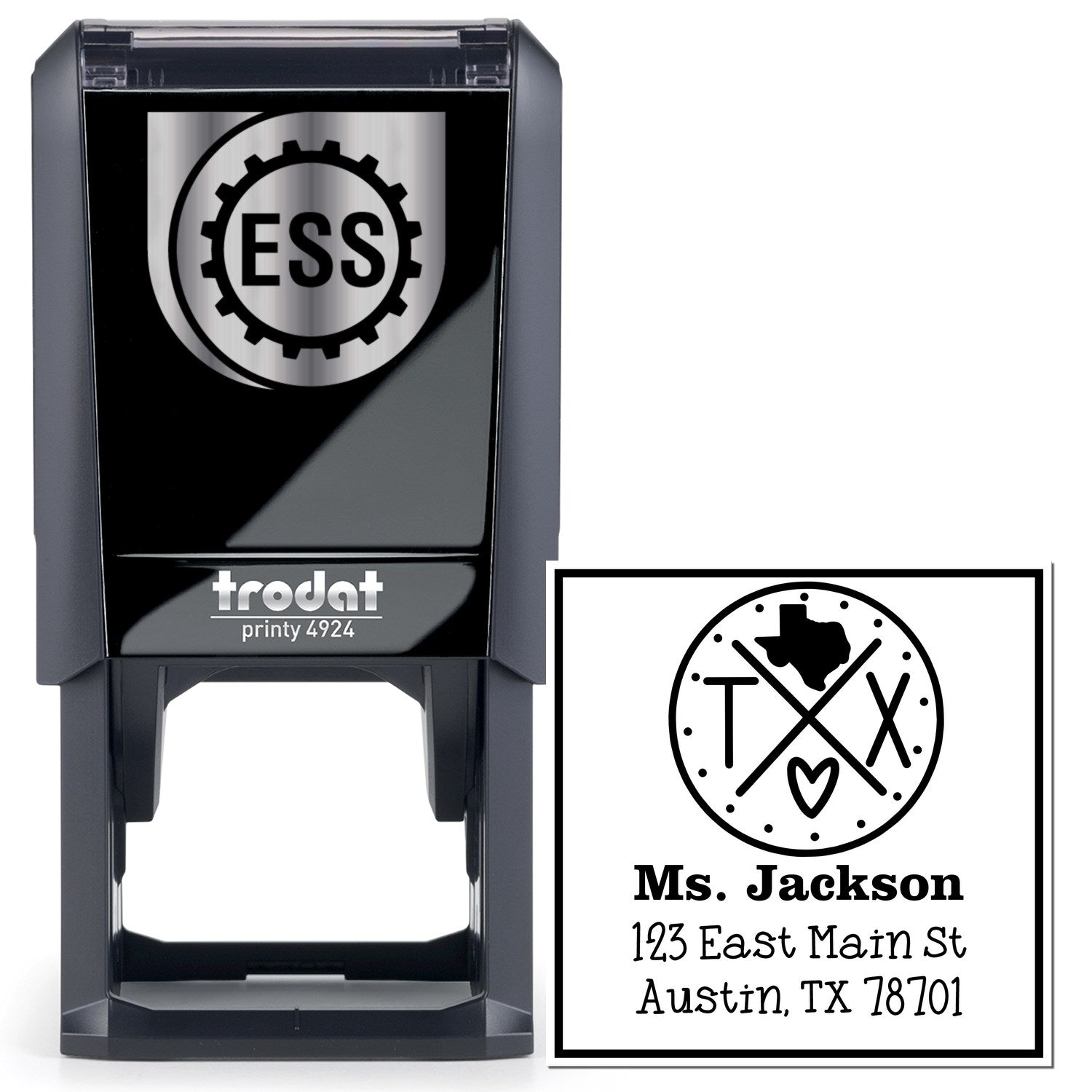 Self-Inking Texas State Cross Customizable Home Address for Envelopes Rubber Stamp - Engineer Seal Stamps