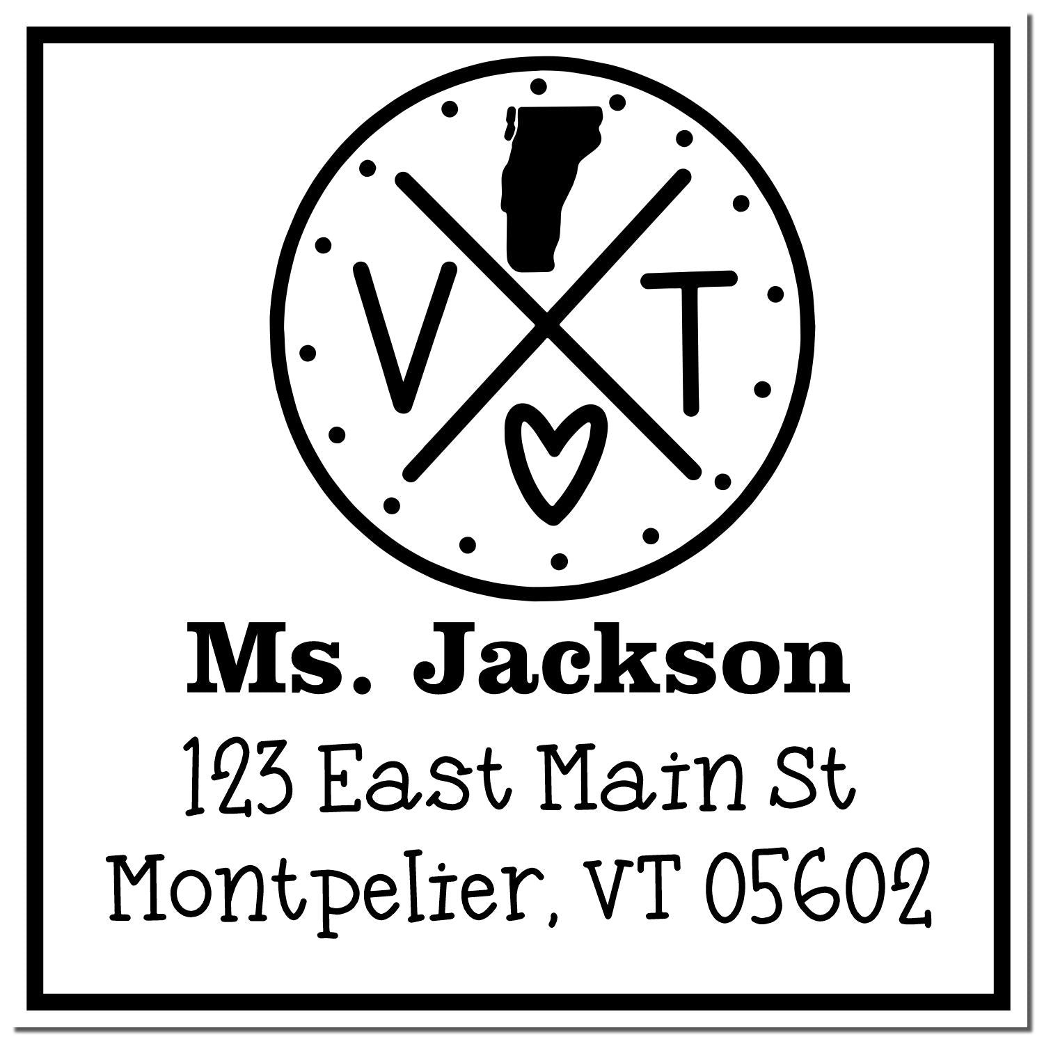 Wood Handle Vermont State Cross Customizable Mail Address Rubber Stamp - Engineer Seal Stamps