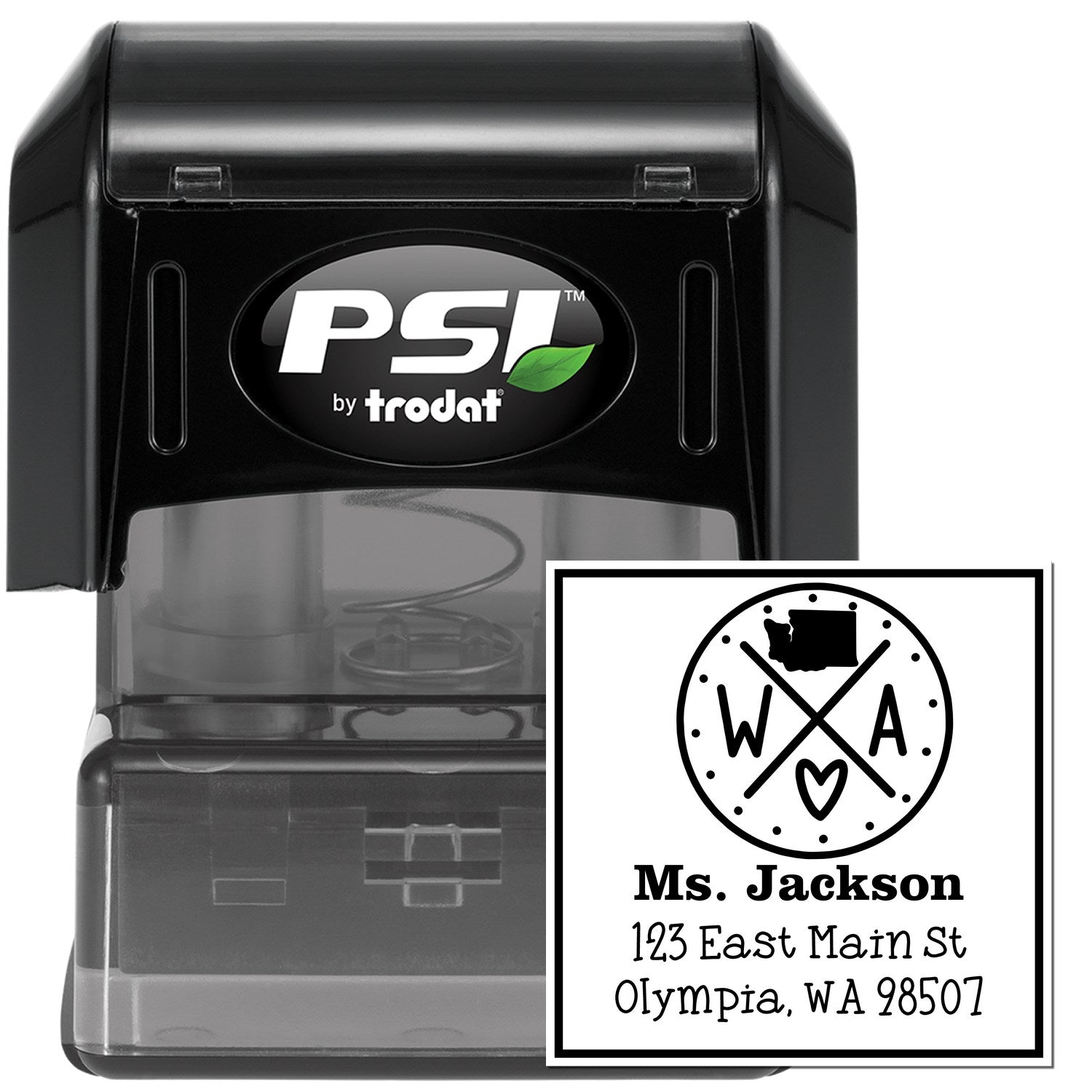 PSI Pre-Inked Washington State Cross Custom-Made Name and Address Rubber Stamp - Engineer Seal Stamps