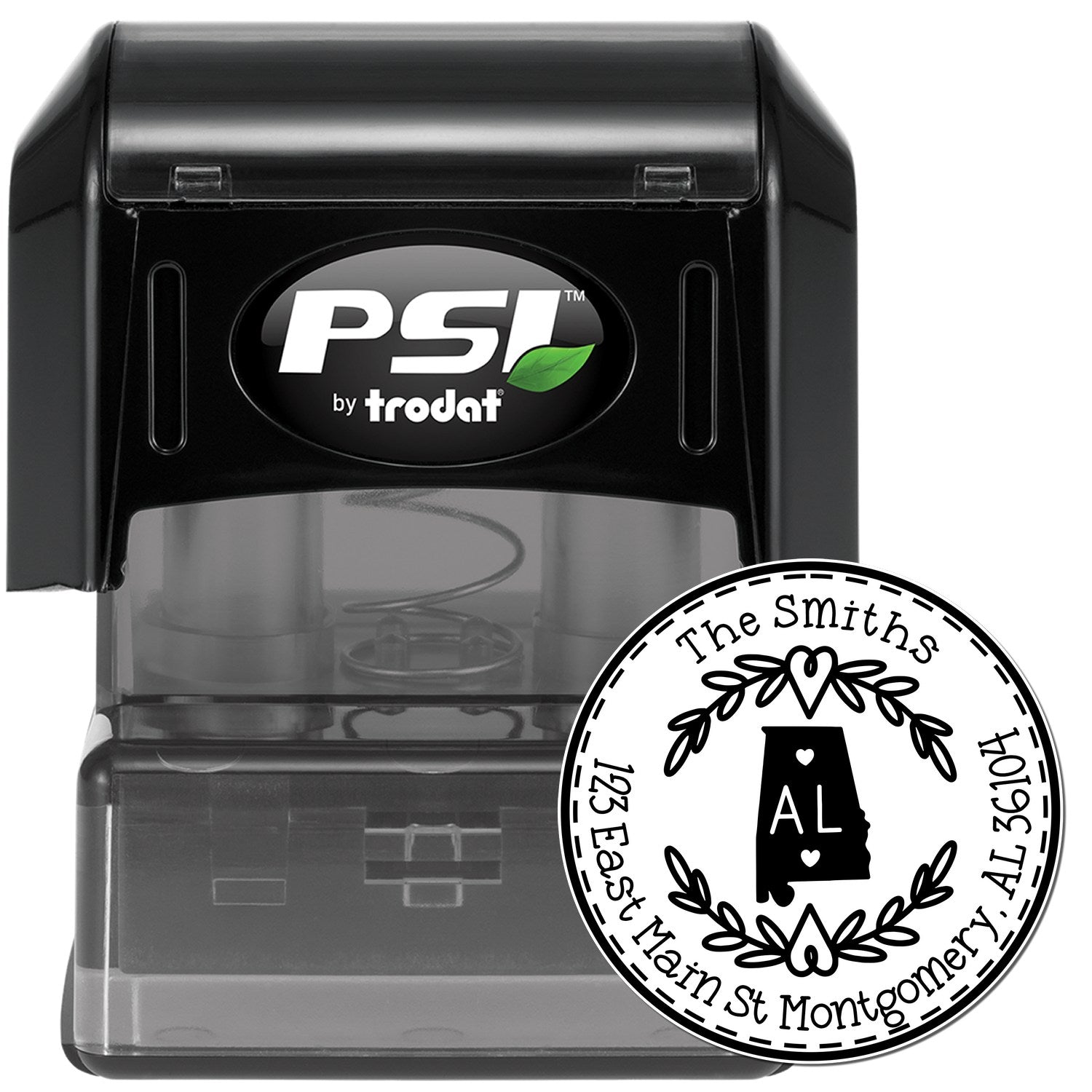 Round PSI Alabama State Wreath Customized Address Return Stamp - Engineer Seal Stamps