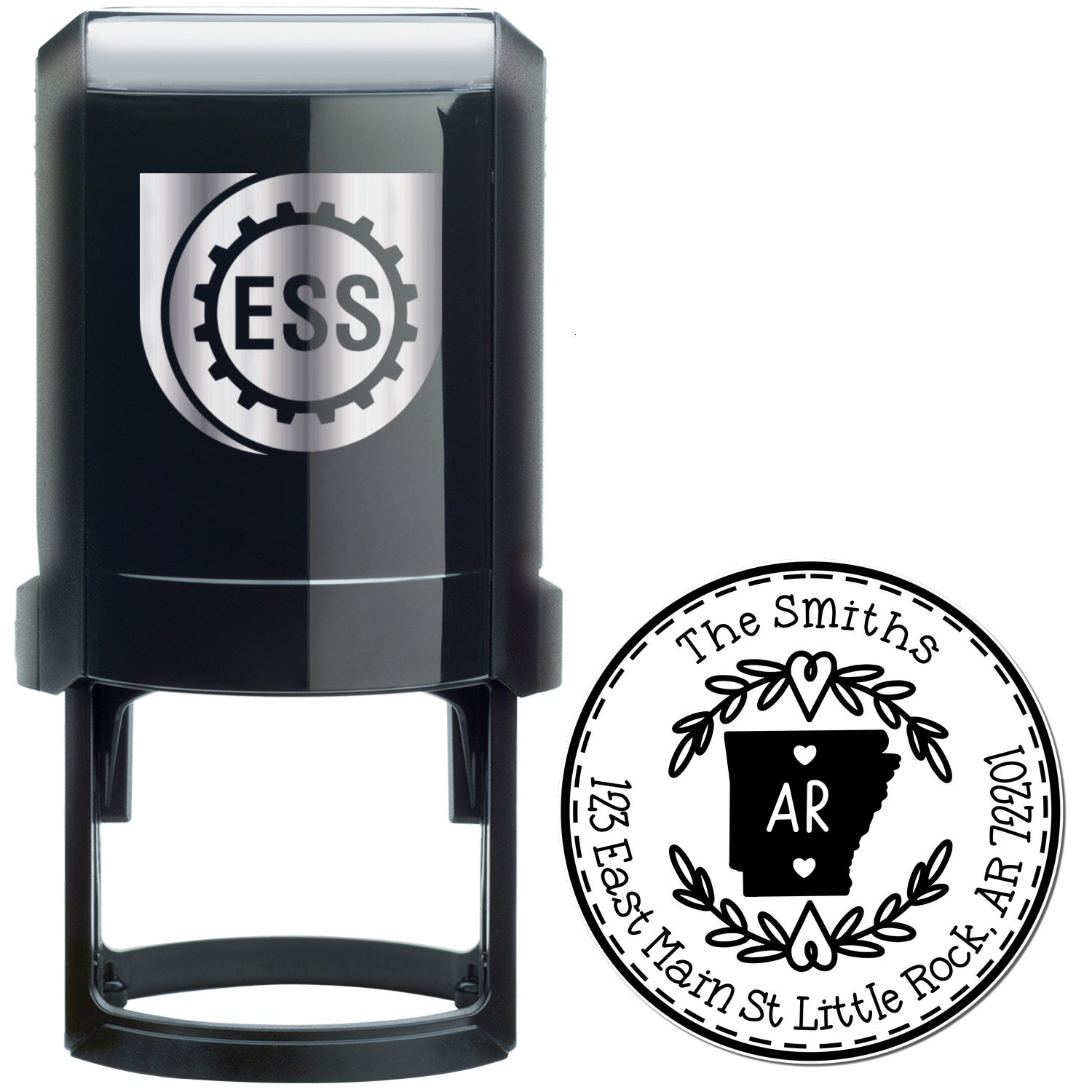Self-Inking Round Arkansas State Wreath Customized Return Address Stamper - Engineer Seal Stamps