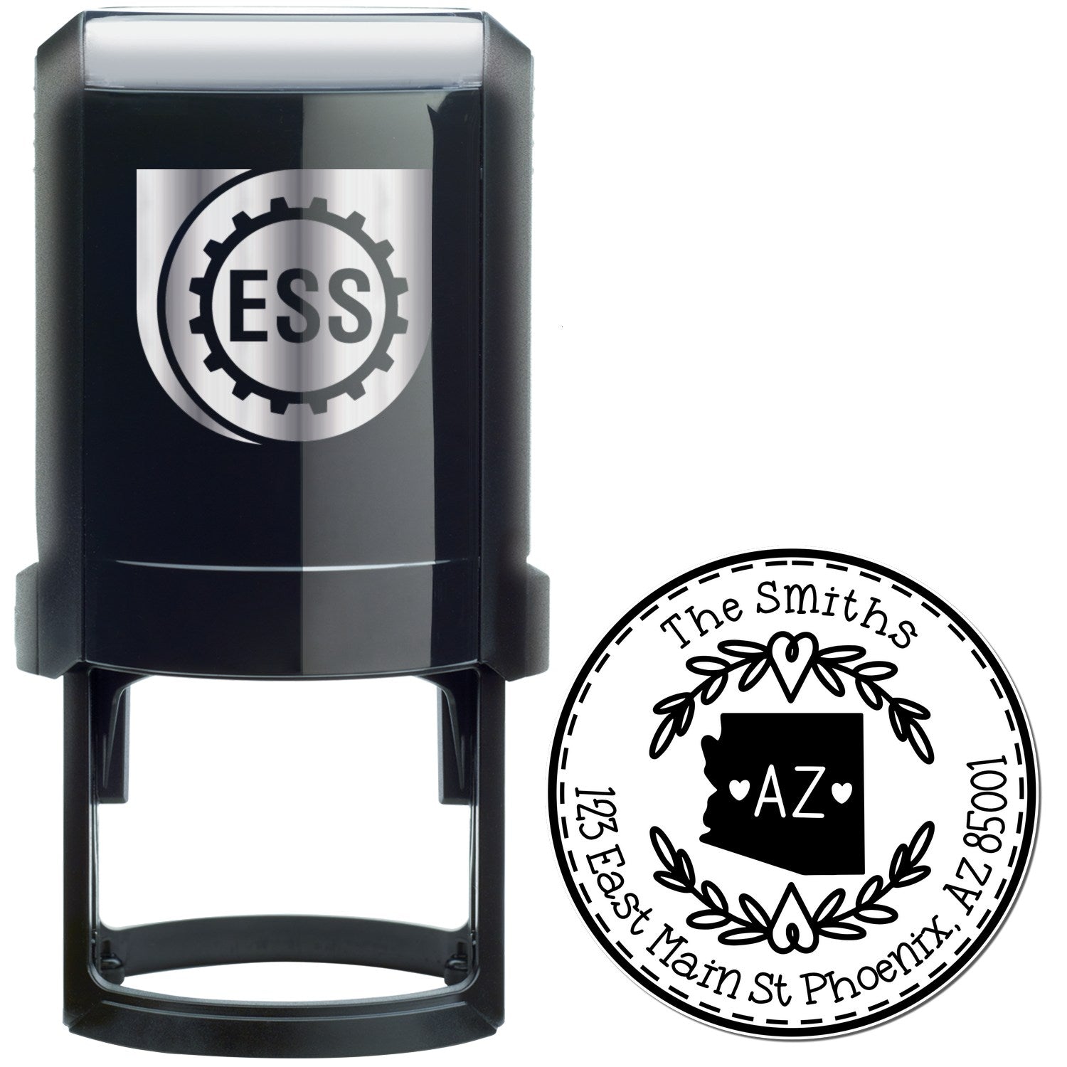 Self-Inking Round Arizona State Wreath Customized Return Address Stamp - Engineer Seal Stamps