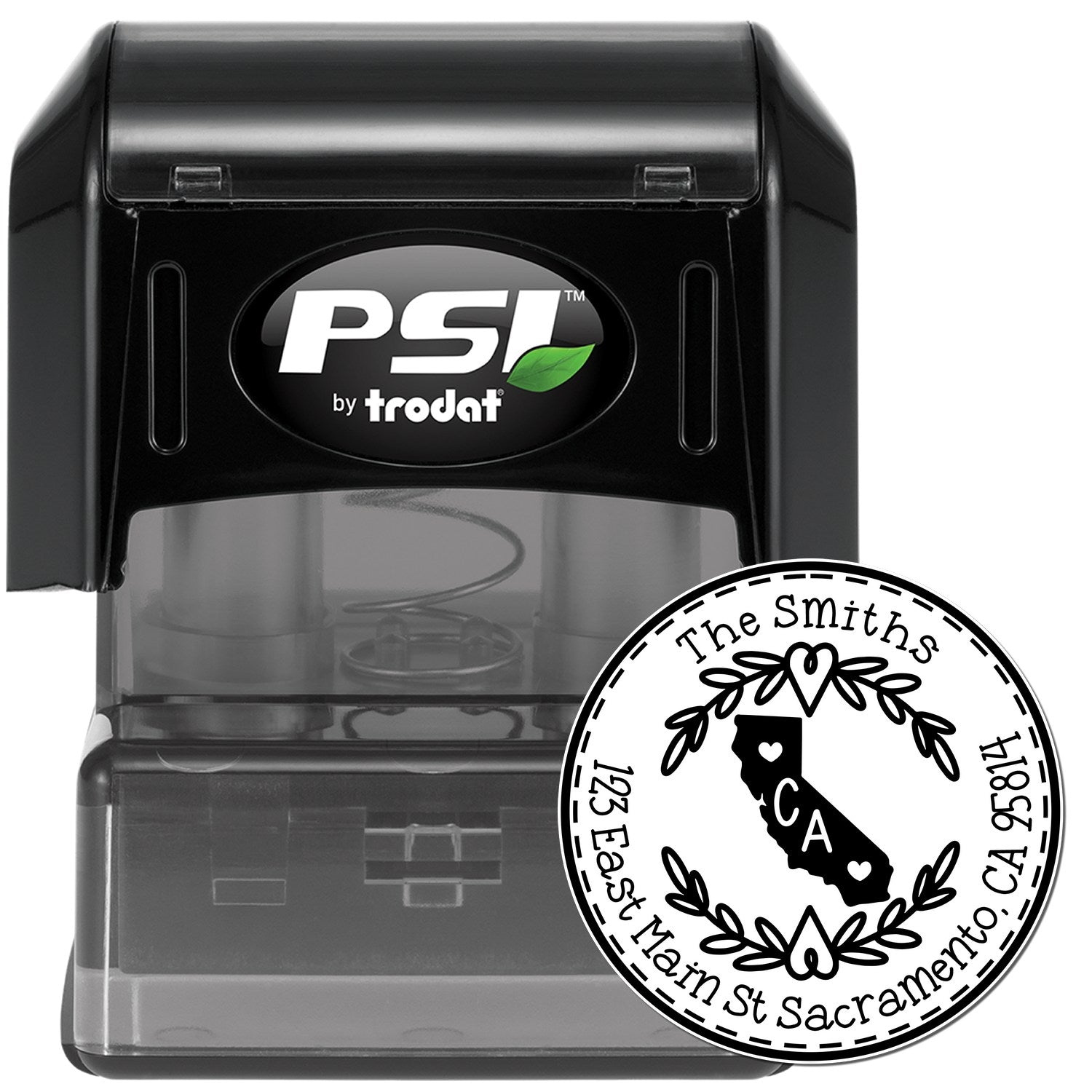Round PSI California State Wreath Customized Address Stamper - Engineer Seal Stamps