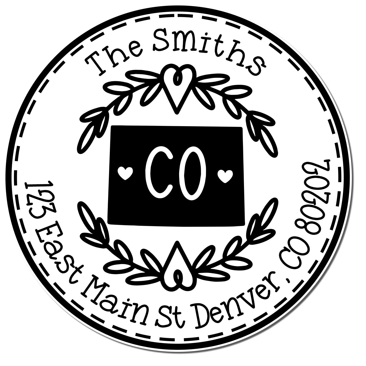 Self-Inking Round Colorado State Wreath Custom-Made Address Label Stamp - Engineer Seal Stamps