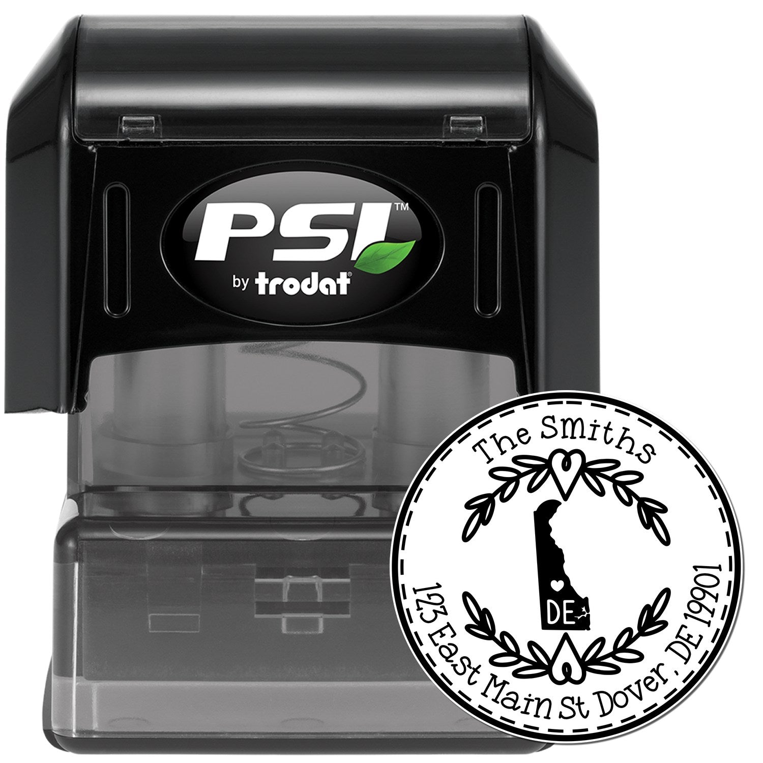 Round PSI Delaware State Wreath Customized Home Address For Envelopes Stamper - Engineer Seal Stamps