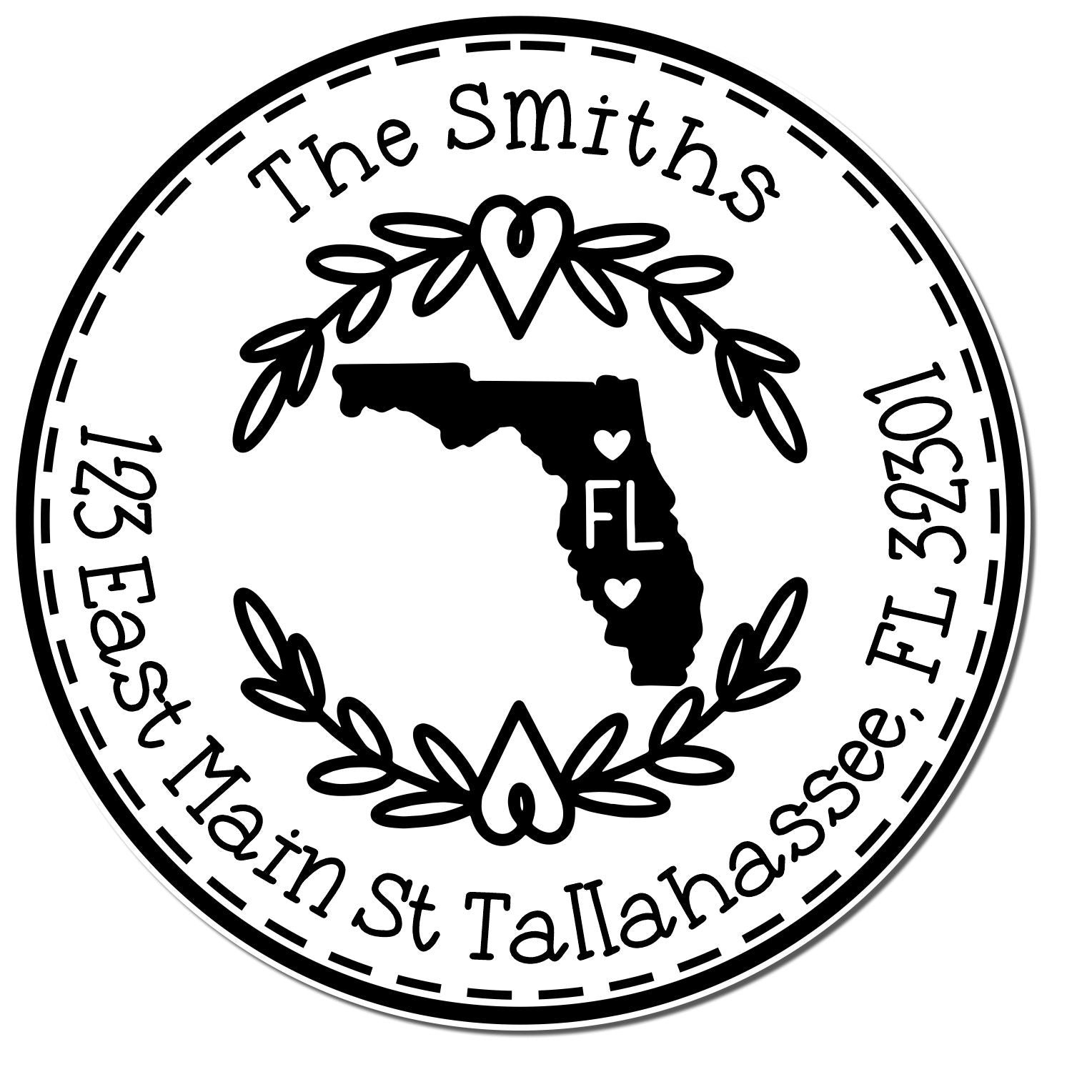 Self-Inking Round Florida State Wreath Custom-Made Address Return Stamp - Engineer Seal Stamps