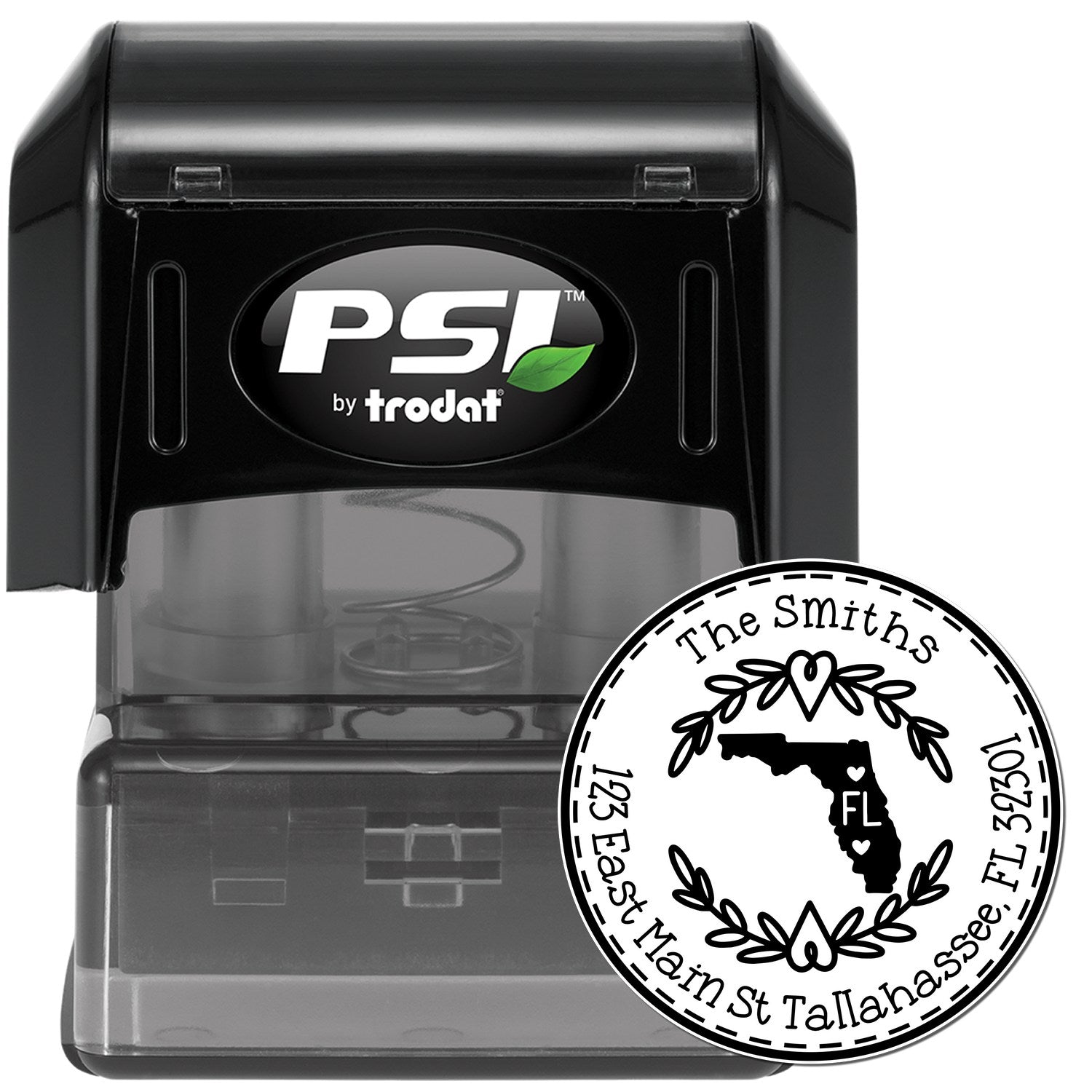 Round PSI Florida State Wreath Customized Home Address Pre-Inked Stamp - Engineer Seal Stamps