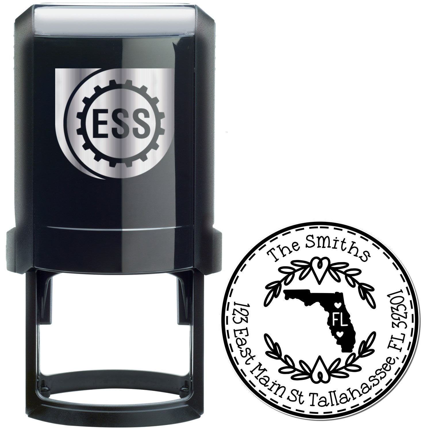 Self-Inking Round Florida State Wreath Custom-Made Address Return Stamp - Engineer Seal Stamps