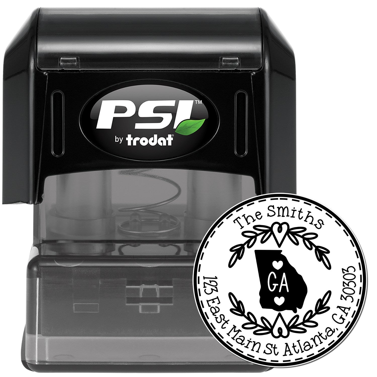Round PSI Georgia State Wreath Customized Home Address Stamp - Engineer Seal Stamps